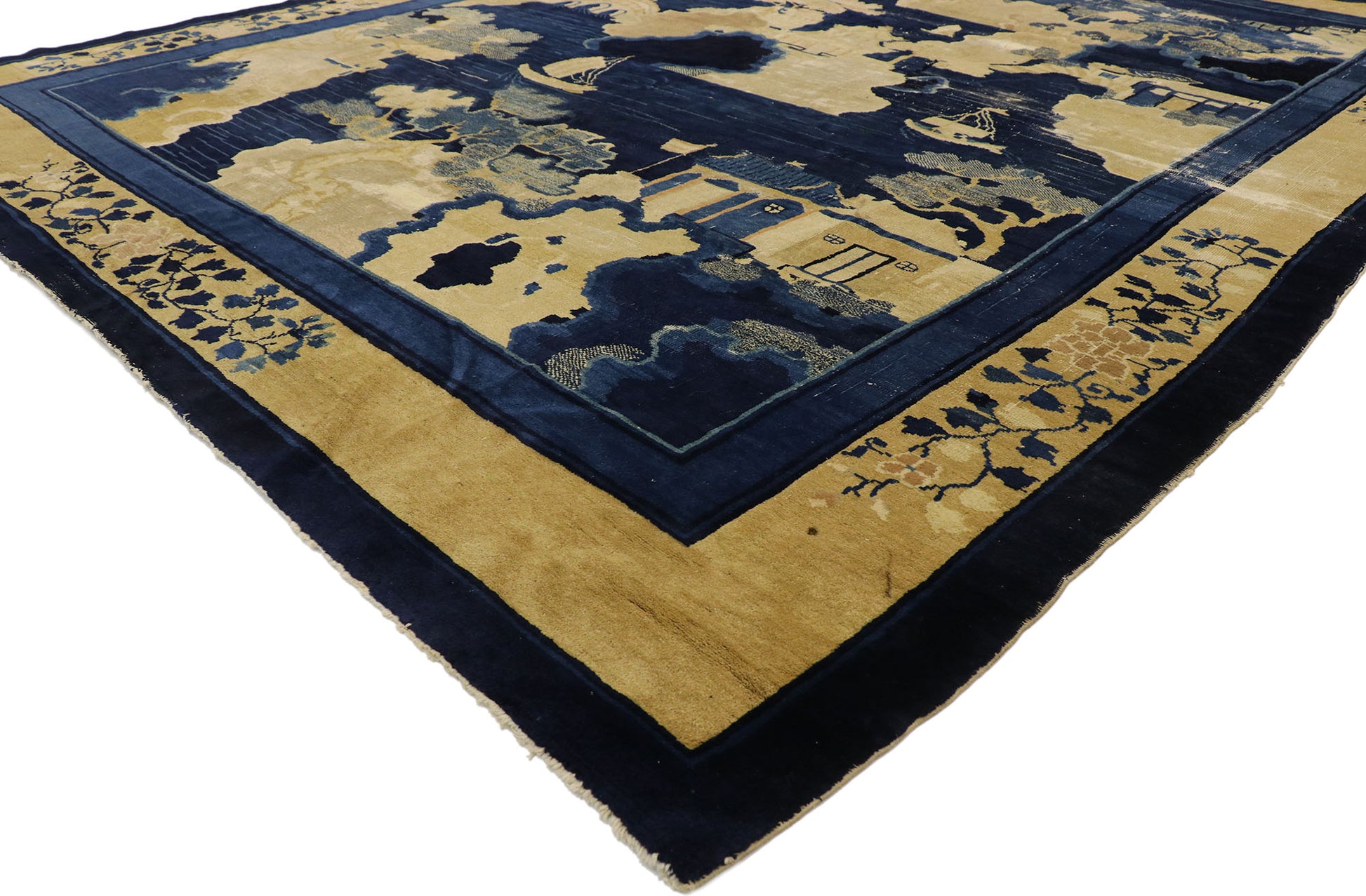 9 x 11 Antique Chinese Baotou Pictorial Rug 77556