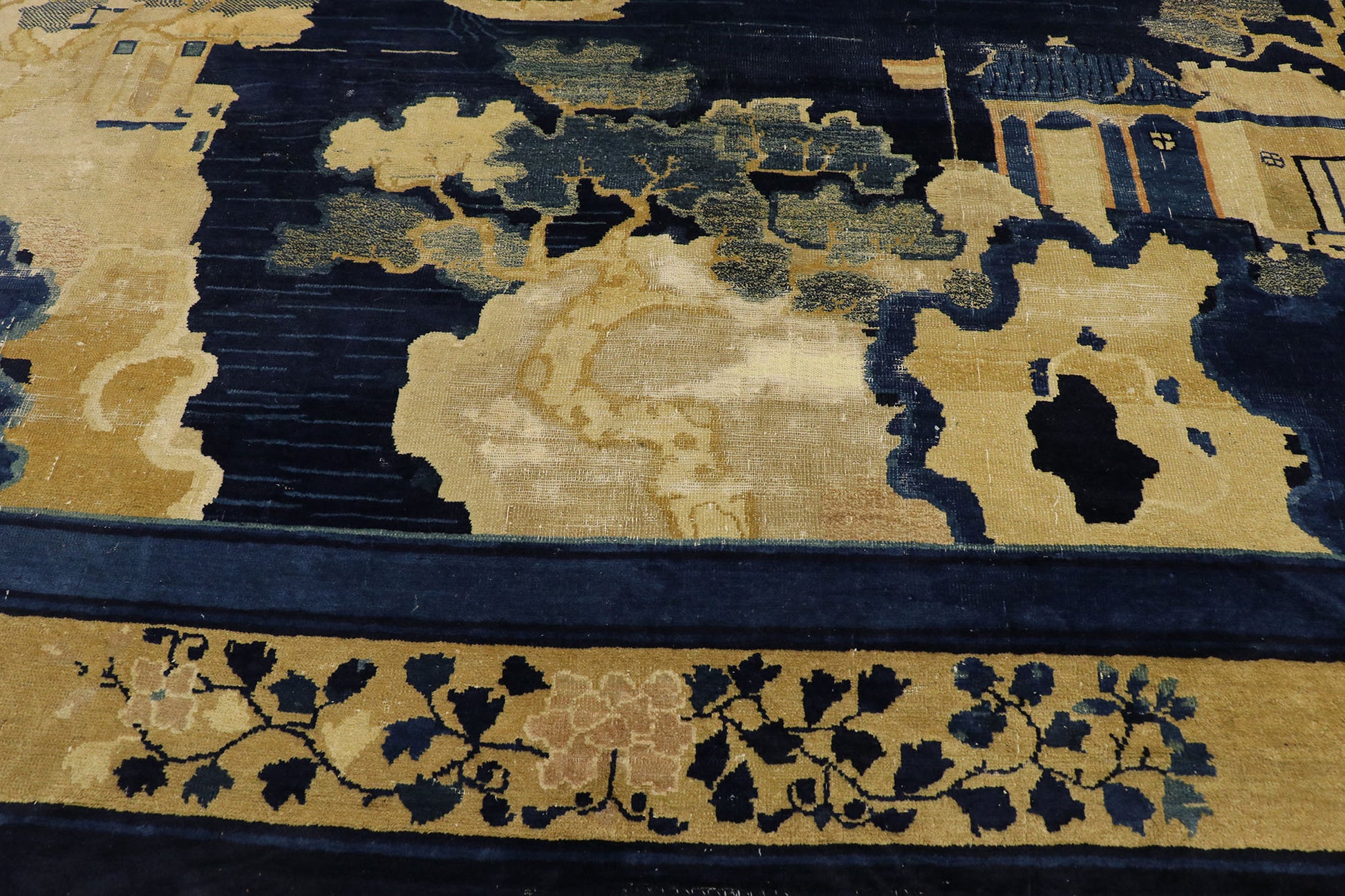 9 x 11 Antique Chinese Baotou Pictorial Rug 77556