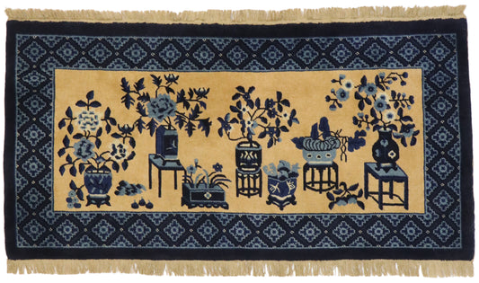 2 x 5 Vintage Chinese Baotou Pictorial Rug 77587