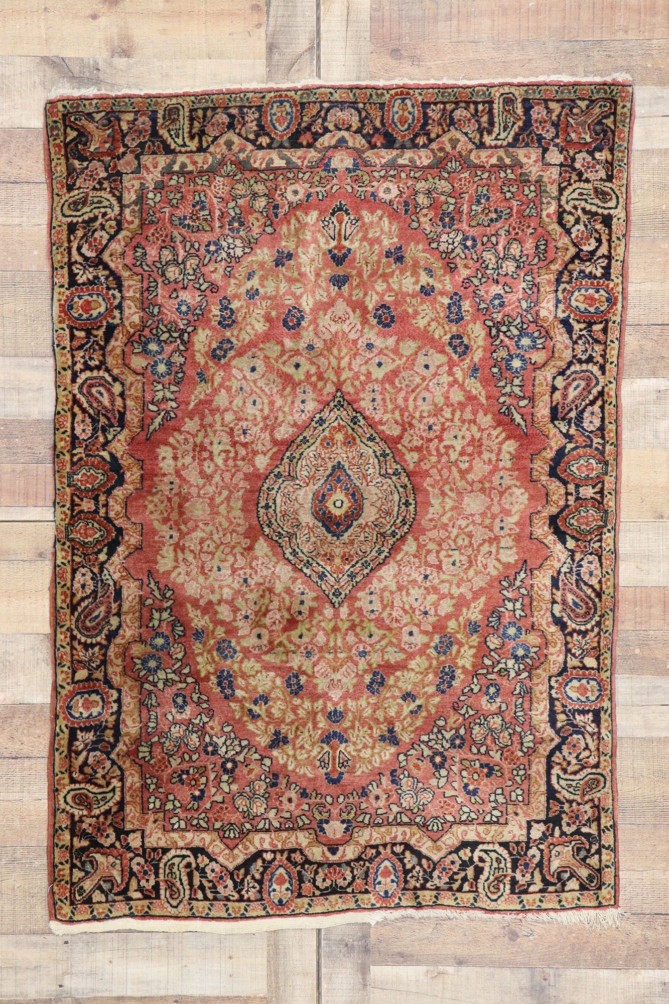 4 x 5 Vintage Persian Kerman Rug 77598