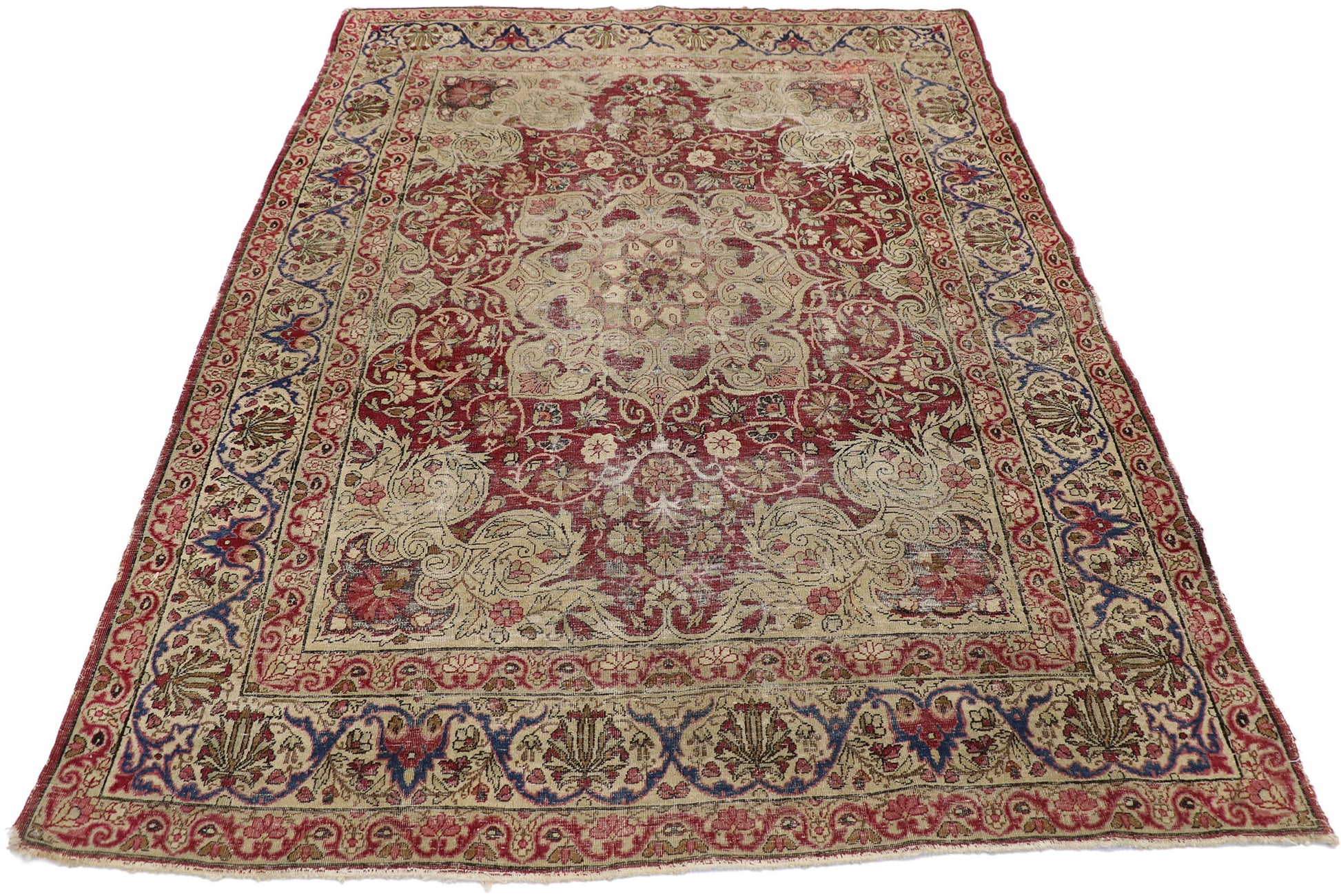 4 x 6 Antique Persian Kerman Rug 77608