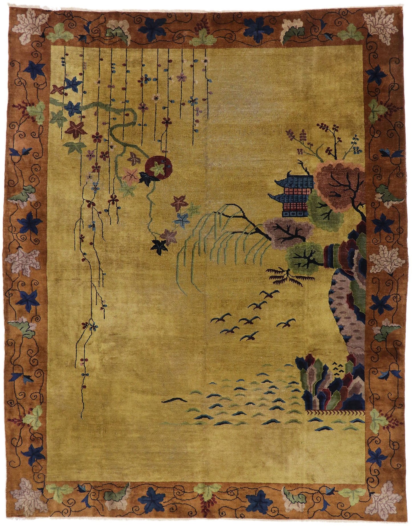 9 x 11 Antique Chinese Art Deco Rug 77625