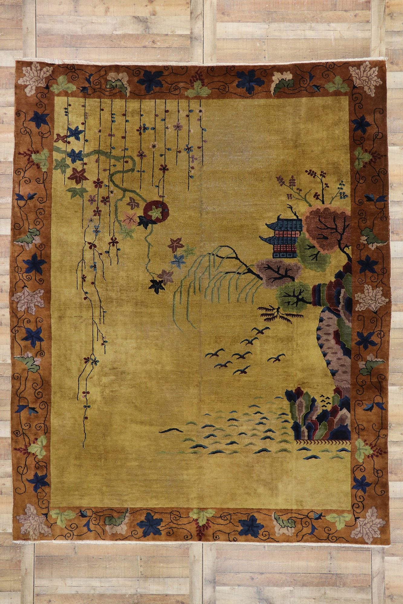9 x 11 Antique Chinese Art Deco Rug 77625
