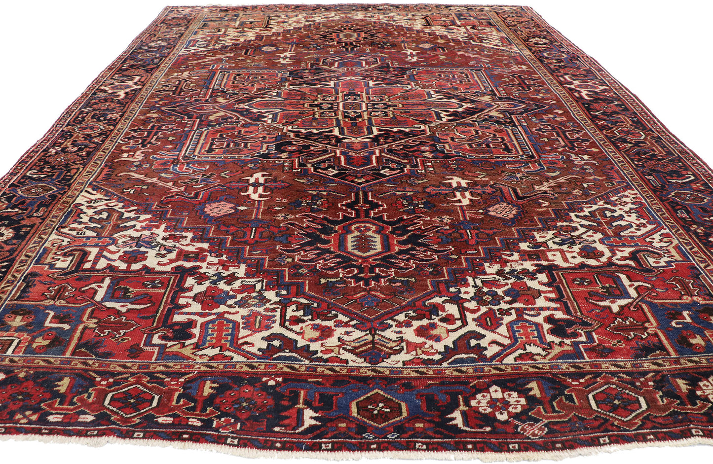 9 x 12 Antique Persian Heriz Rug 77644