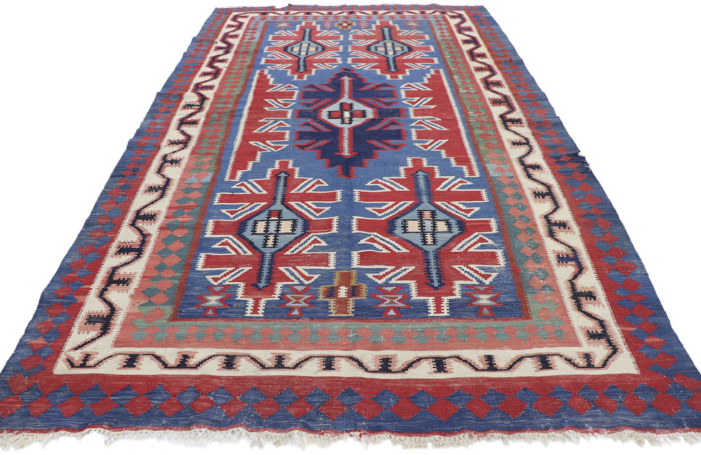 6 x 9 Vintage Persian Shiraz Kilim Rug 77646