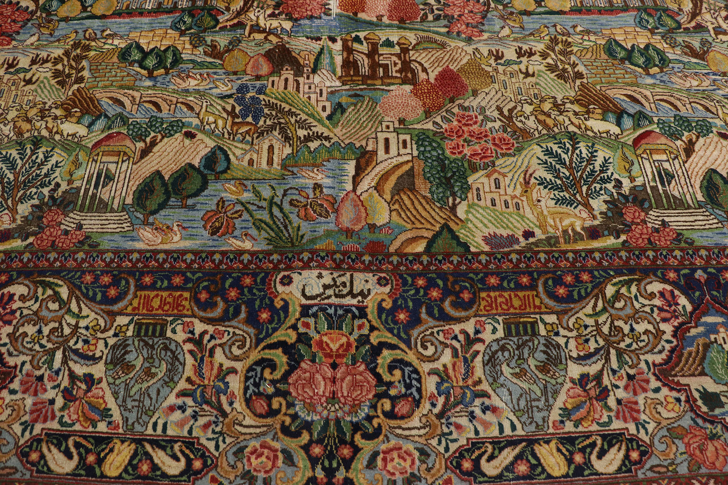 11 x 15 Antique Persian Tabriz Pictorial Rug 77660