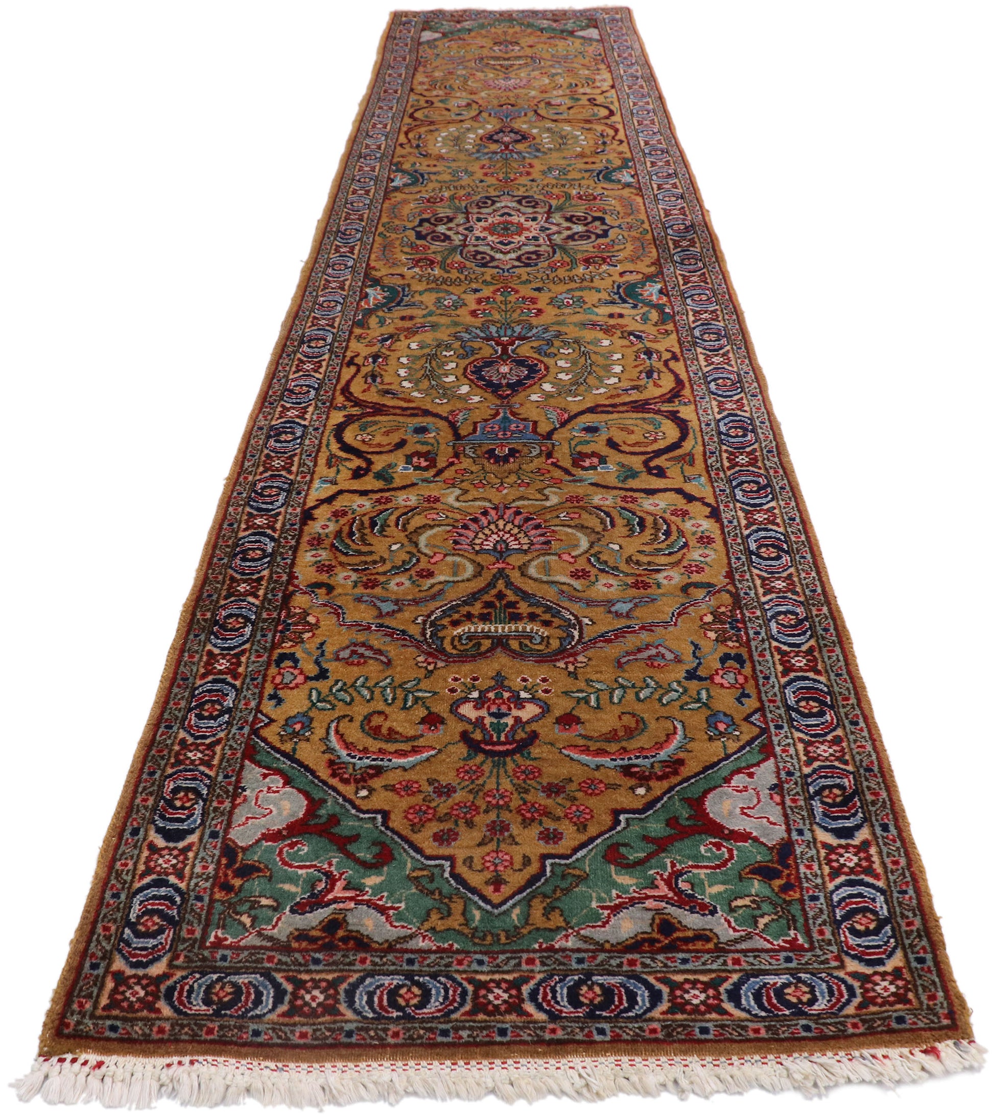 3 x 14 Vintage Persian Tabriz Runner 77661