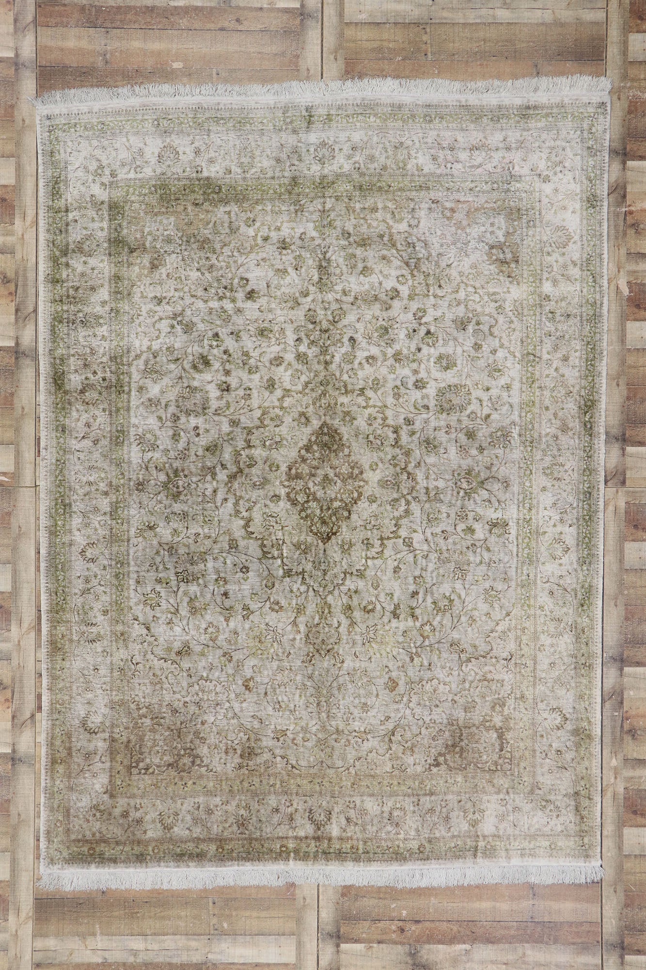 8 x 11 Vintage Persian Silk Qum Rug 77694