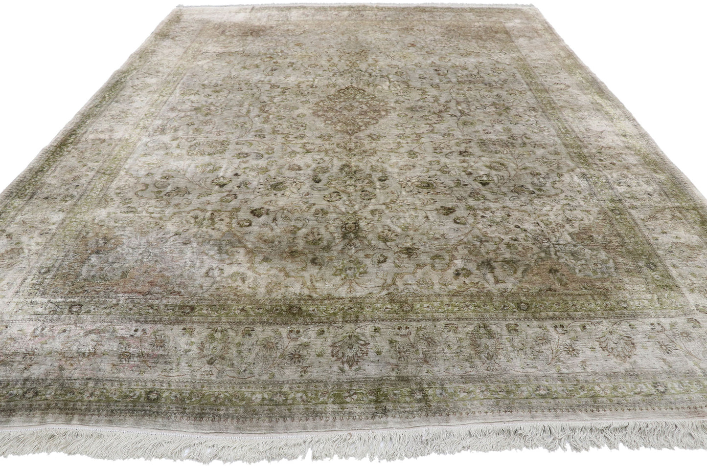 8 x 11 Vintage Persian Silk Qum Rug 77694