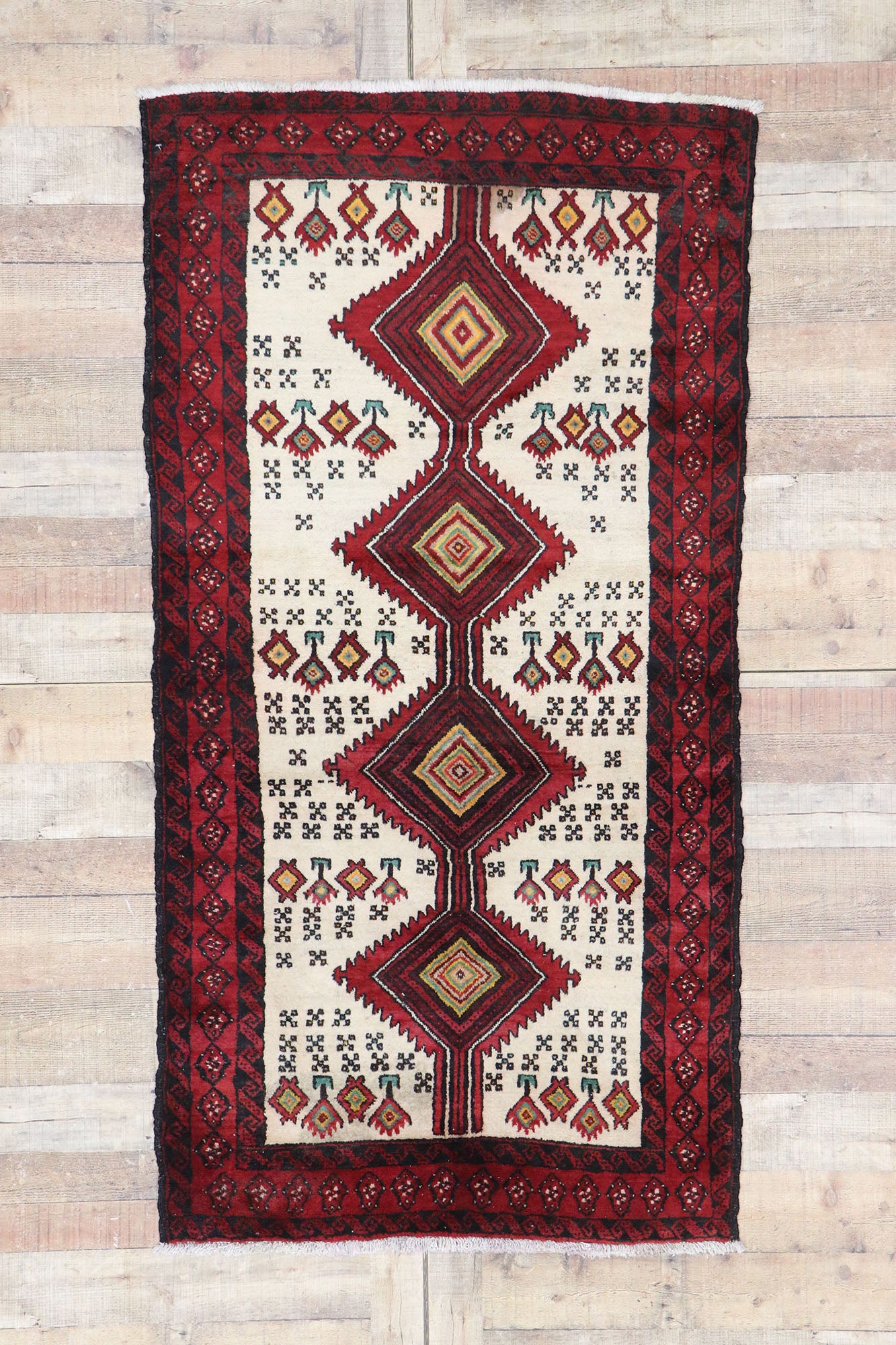 3 x 7 Vintage Persian Baluch Runner 77712