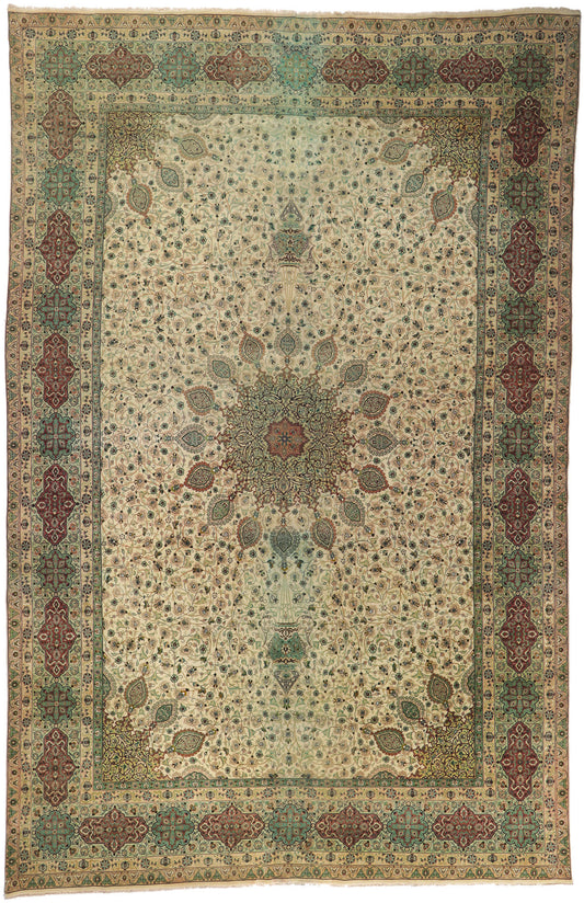 13 x 19 Vintage Persian Tabriz Rug 77744