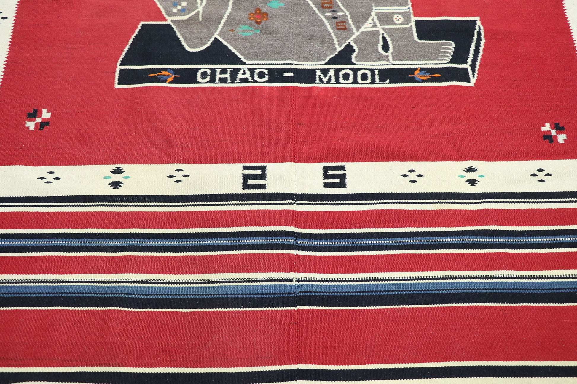 5 x 6 Vintage Mexican Chac Mool Kilim Rug 77762