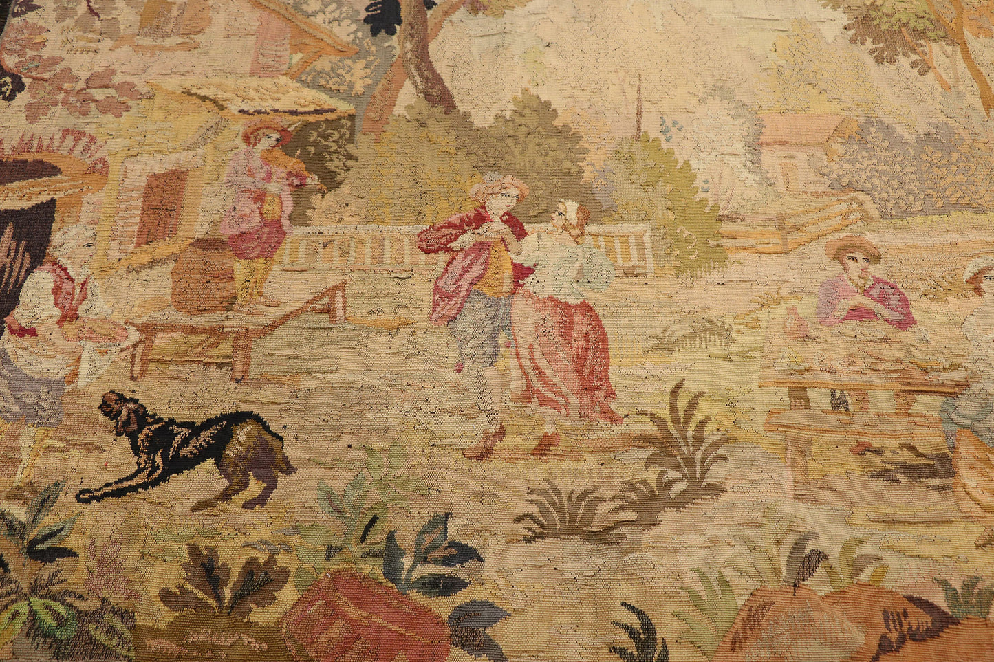 4 x 5 Antique French Aubusson Pastoral Tapestry 77763