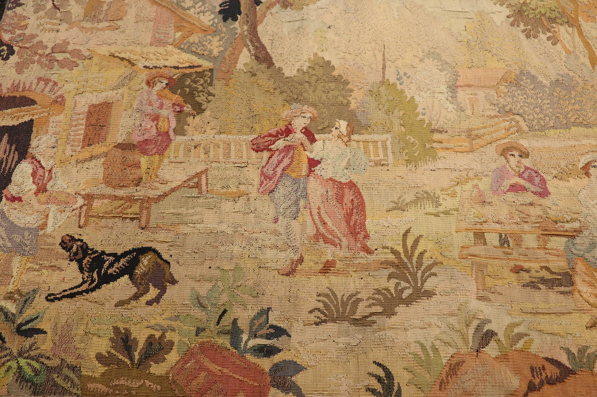 4 x 5 Antique French Aubusson Pastoral Tapestry 77763