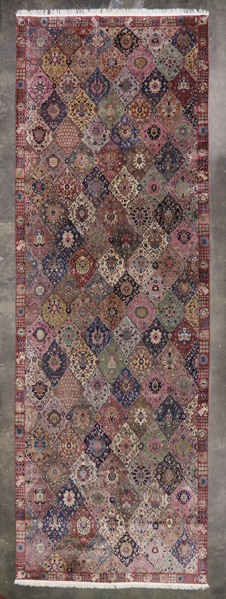 10 x 28 Antique Indian Garden Panel Agra Rug 77790