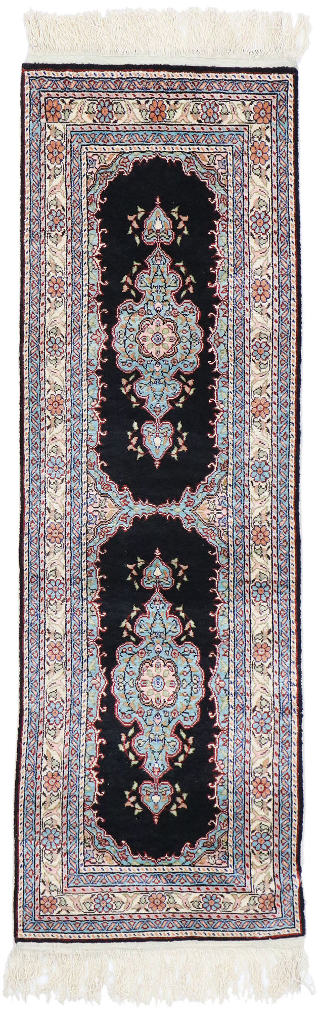 1 x 4 Vintage Turkish Silk Hereke Rug 77797