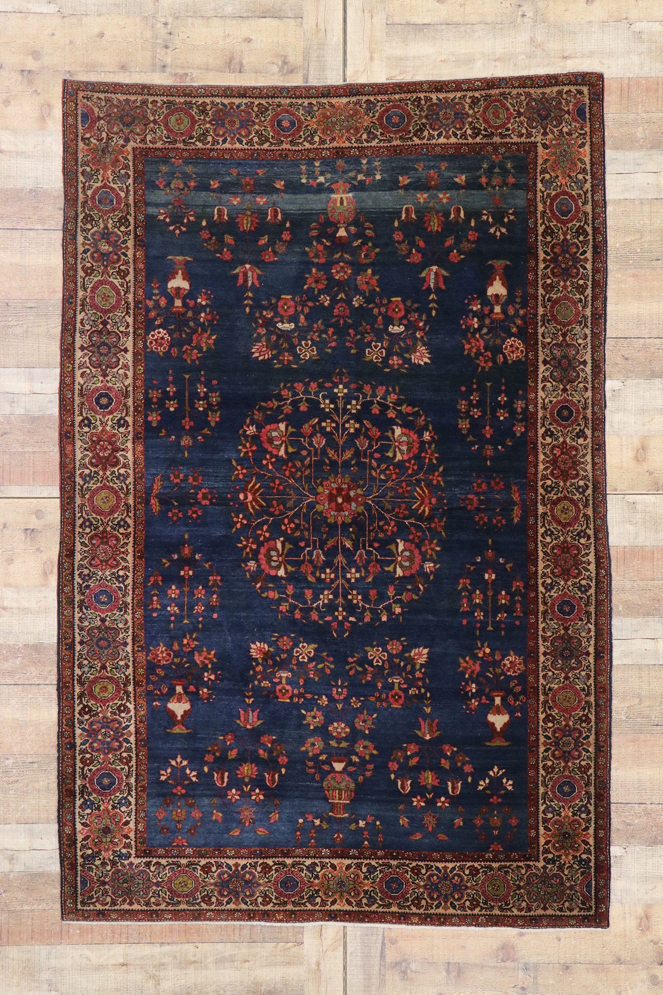 4 x 7 Antique Persian Sarouk Farahan Rug 77799