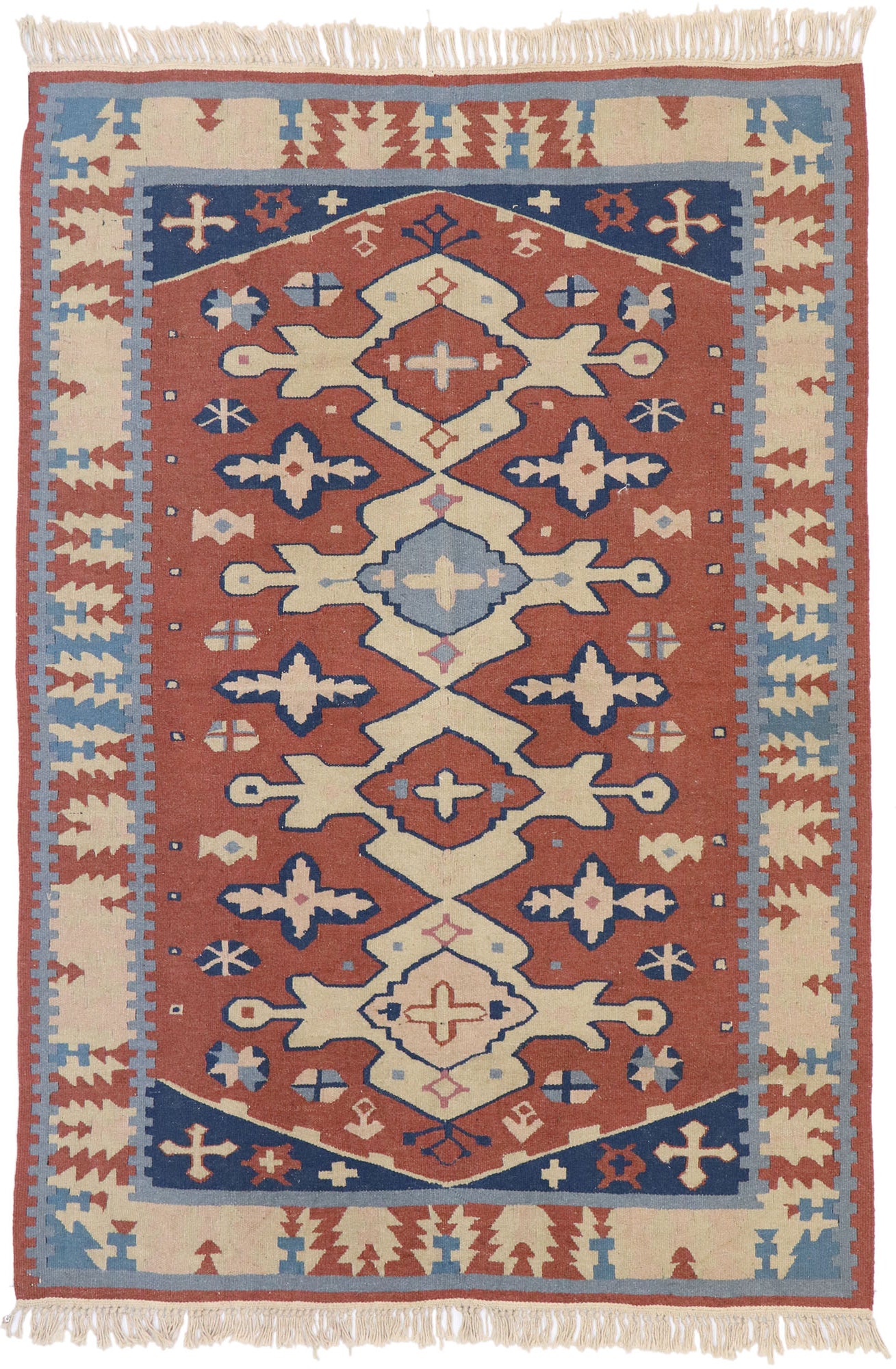 4 x 6 Vintage Persian Shiraz Kilim Rug 77800