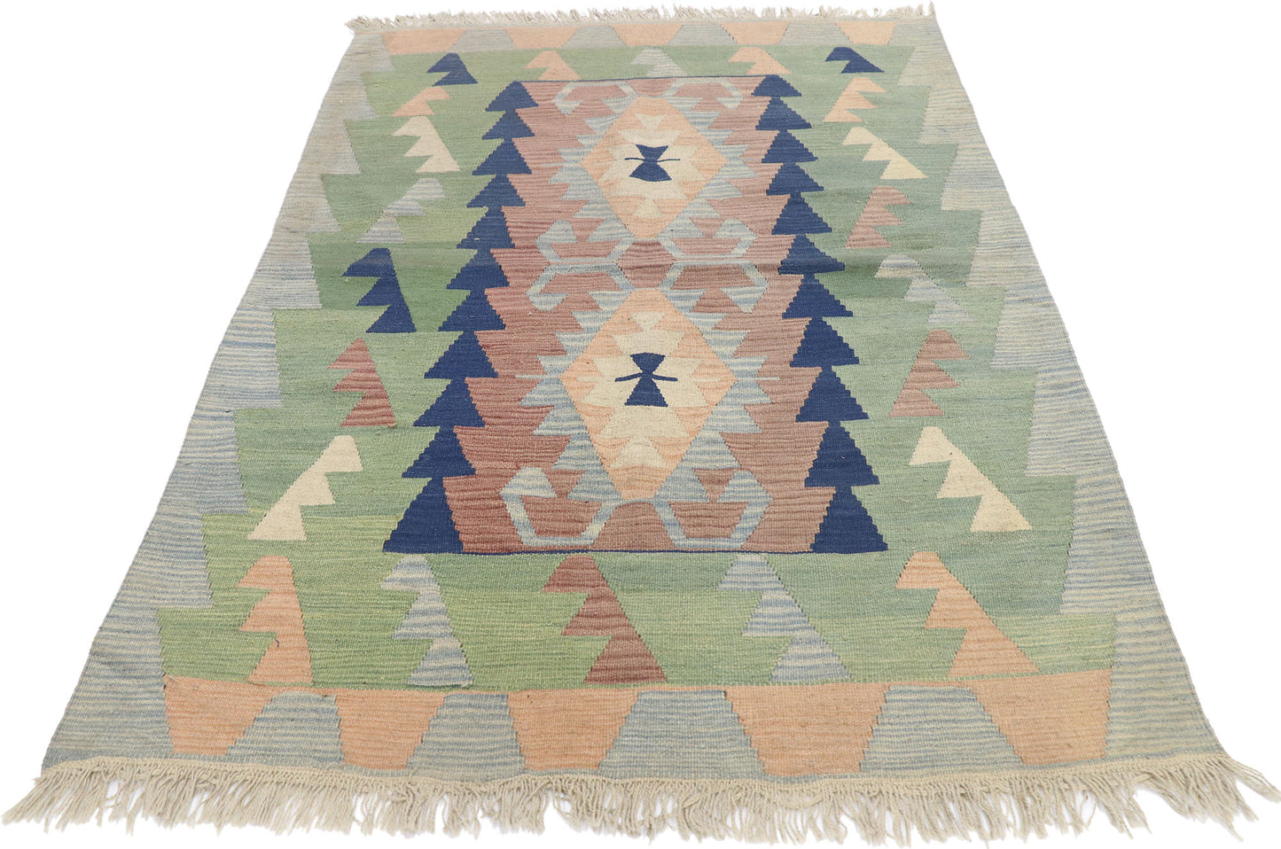 4 x 6 Vintage Persian Shiraz Kilim Rug 77806
