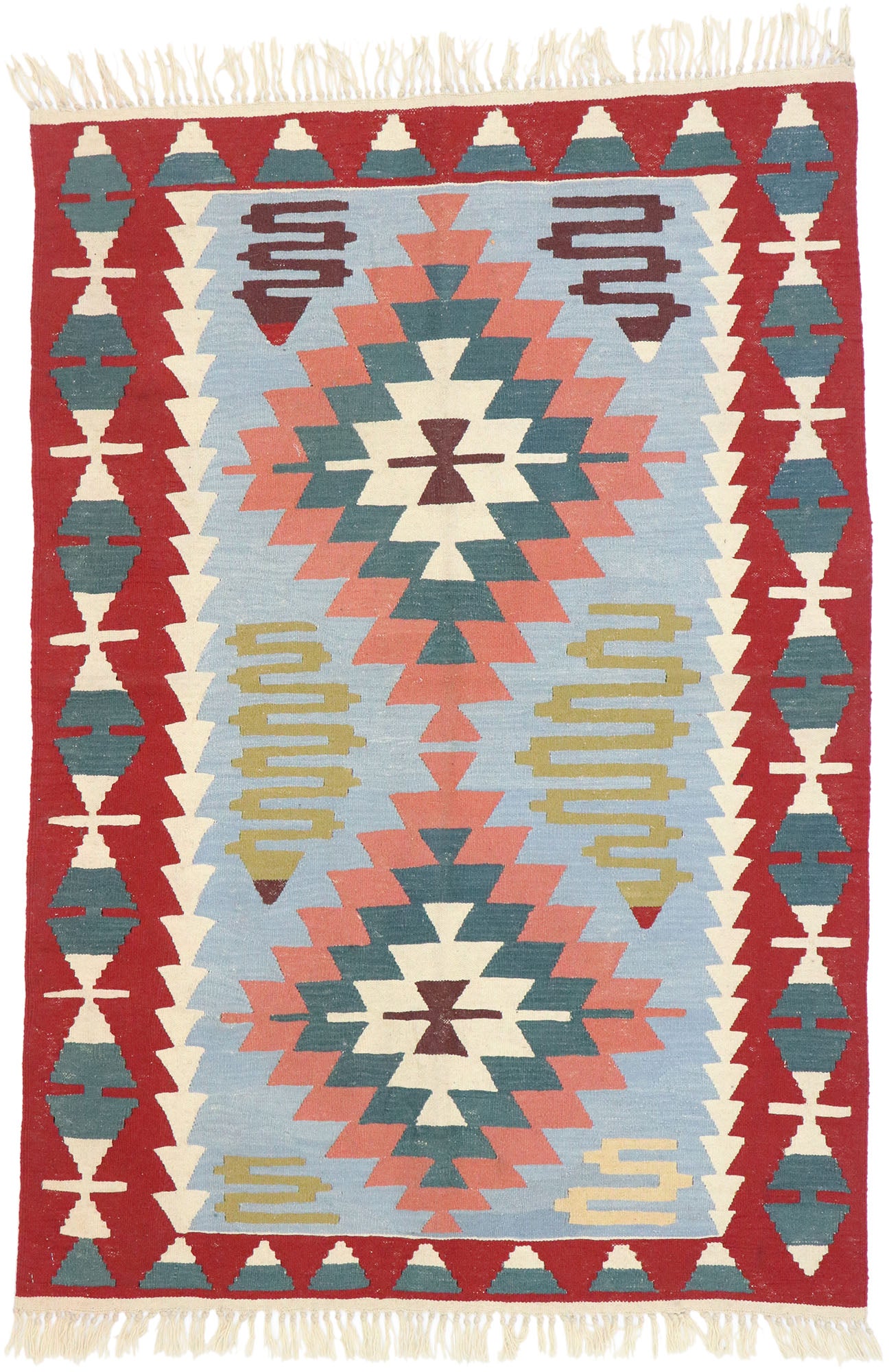 4 x 6 Vintage Persian Shiraz Kilim Rug 77807