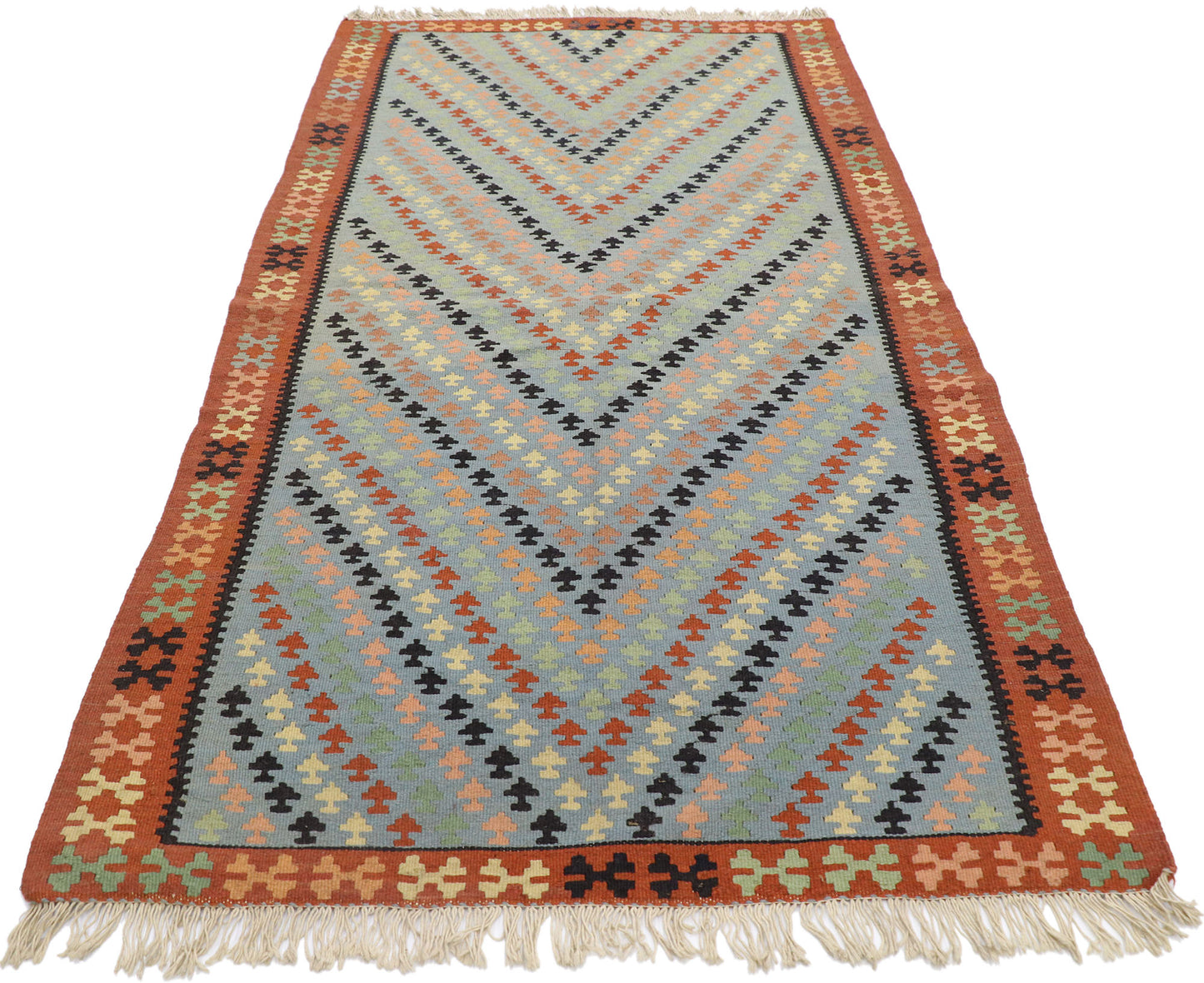 3 x 7 Vintage Persian Shiraz Kilim Rug 77808