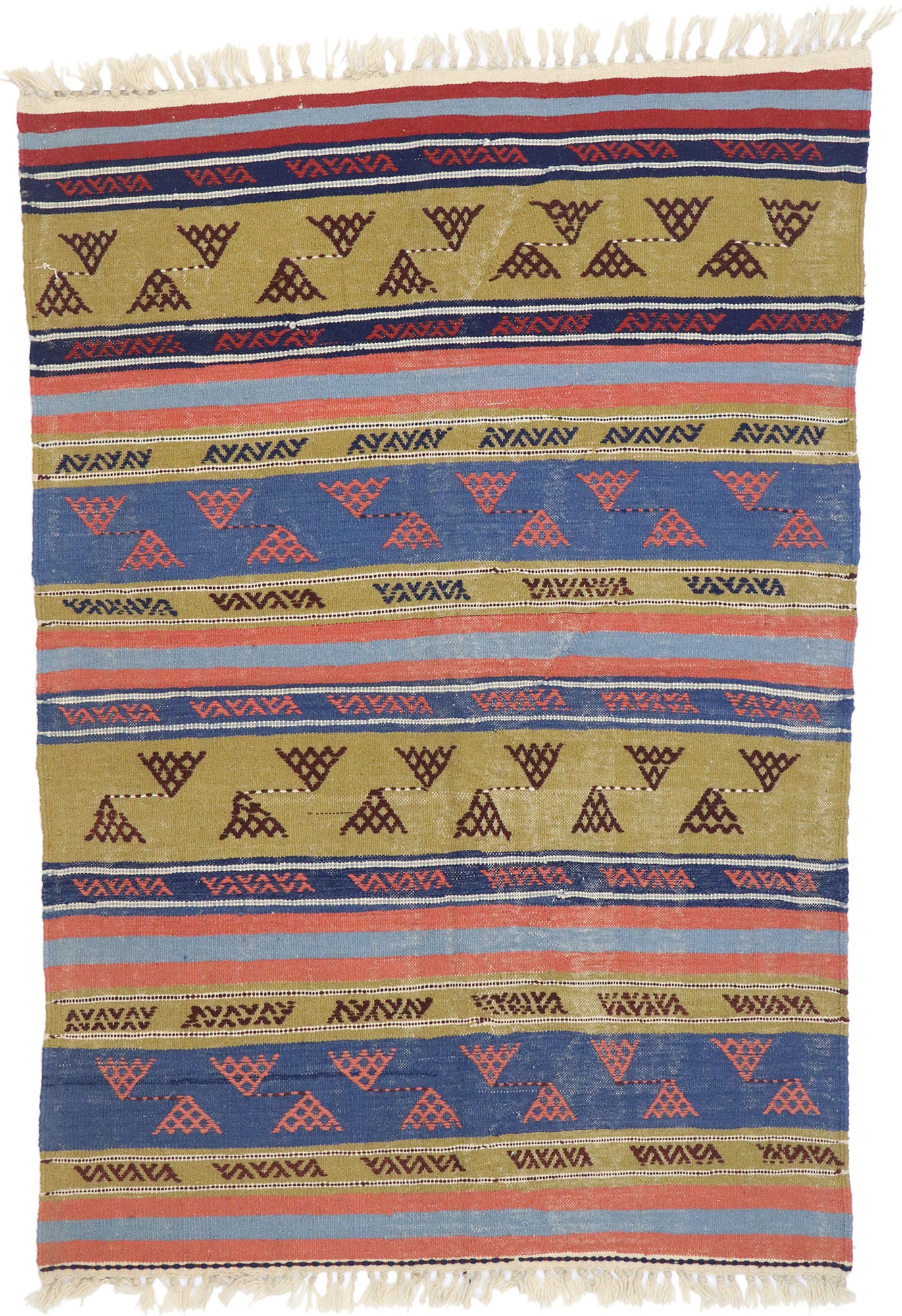 4 x 6 Vintage Persian Shiraz Kilim Rug 77813
