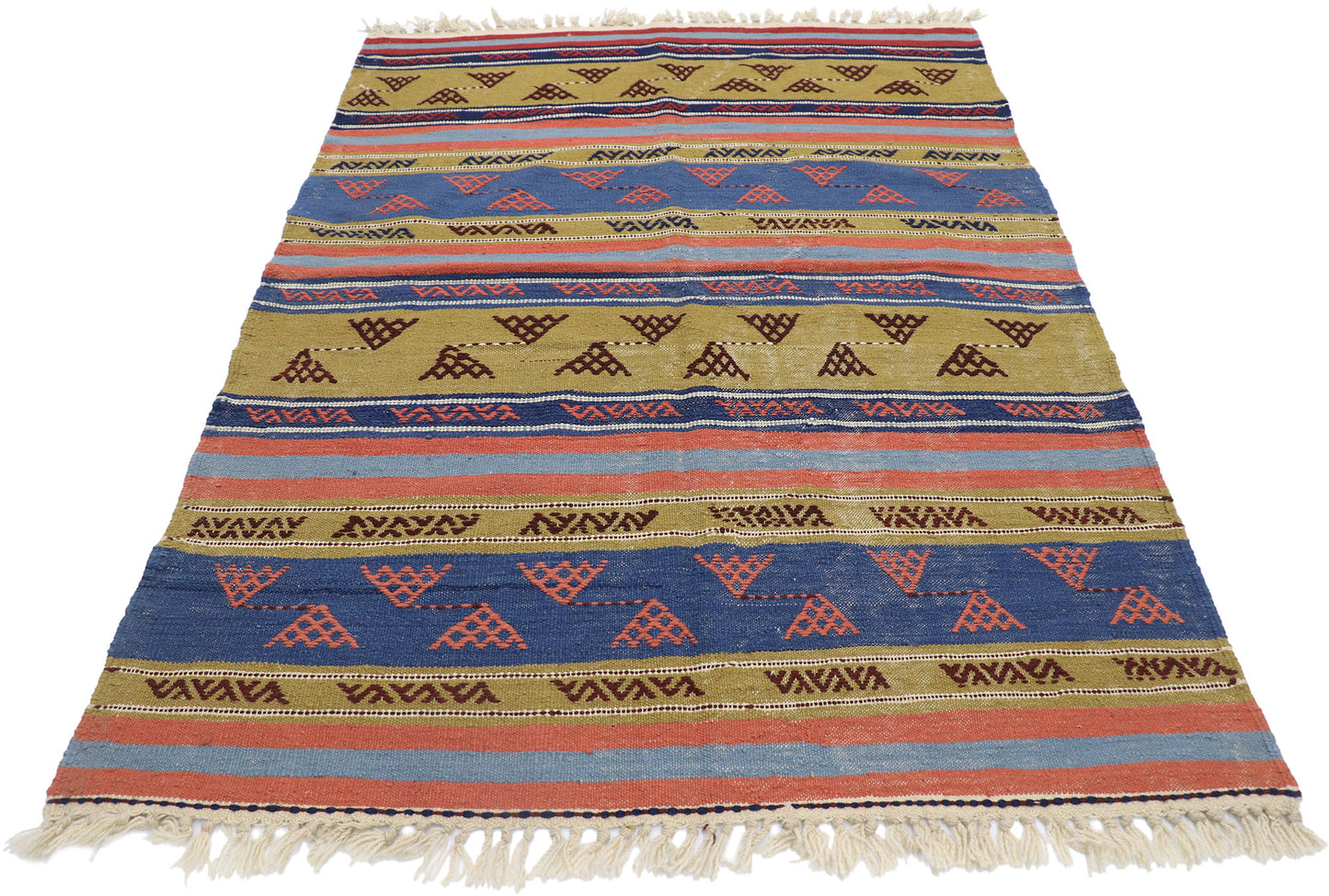 4 x 6 Vintage Persian Shiraz Kilim Rug 77813
