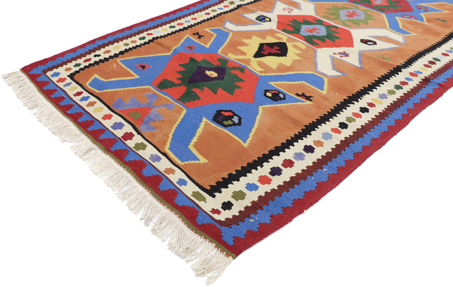 3 x 6 Vintage Persian Shiraz Kilim Rug 77820