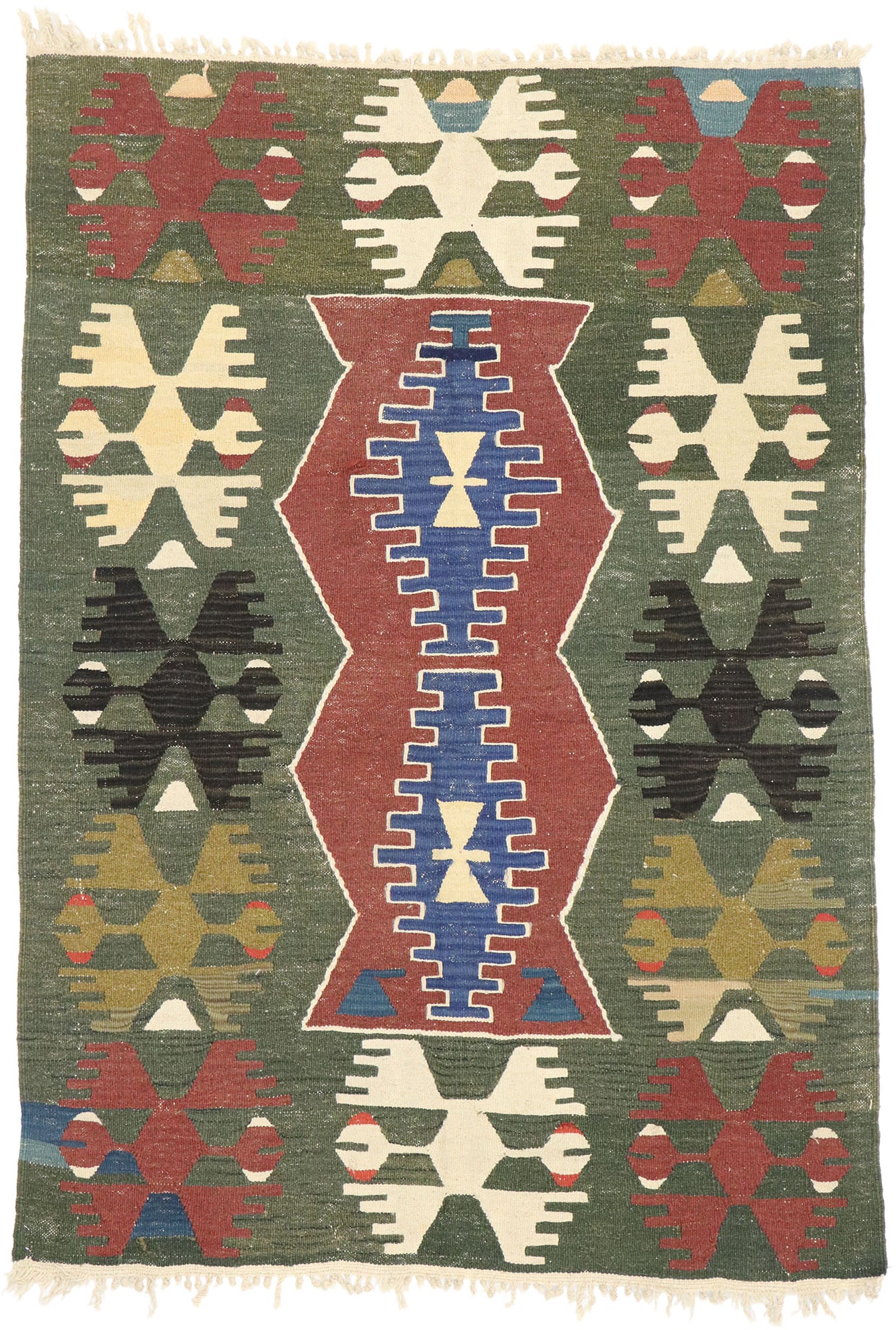 4 x 6 Vintage Persian Shiraz Kilim Rug 77821