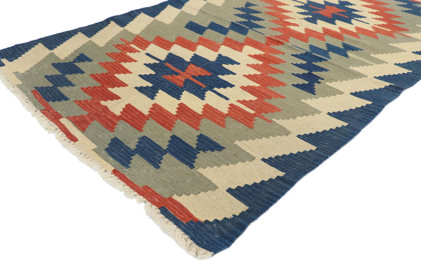 4 x 6 Vintage Persian Shiraz Kilim Rug 77830