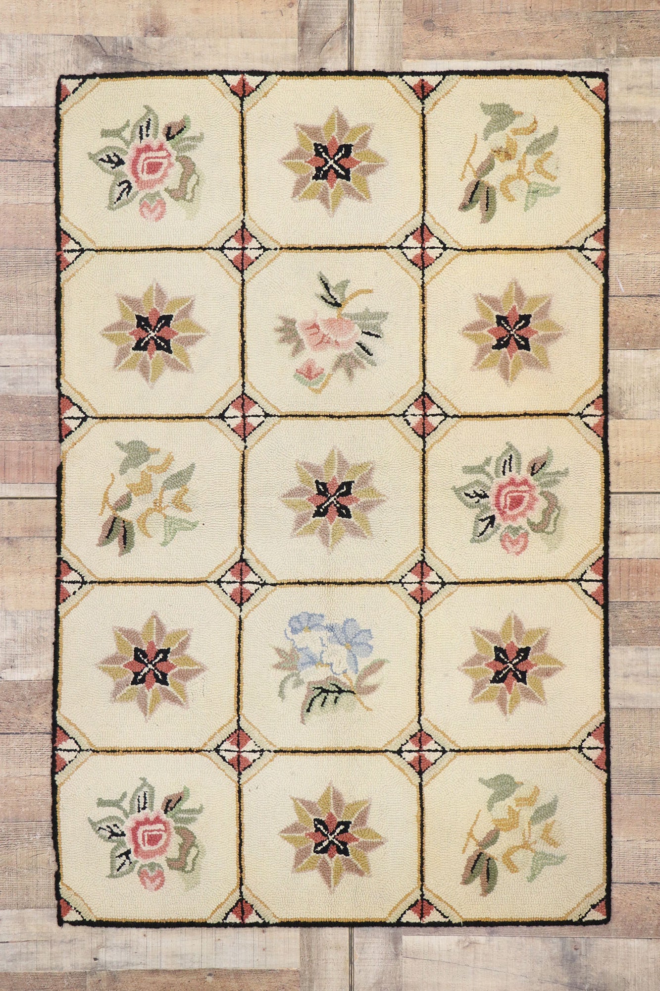 3 x 5 Antique American Hooked Rug 77831