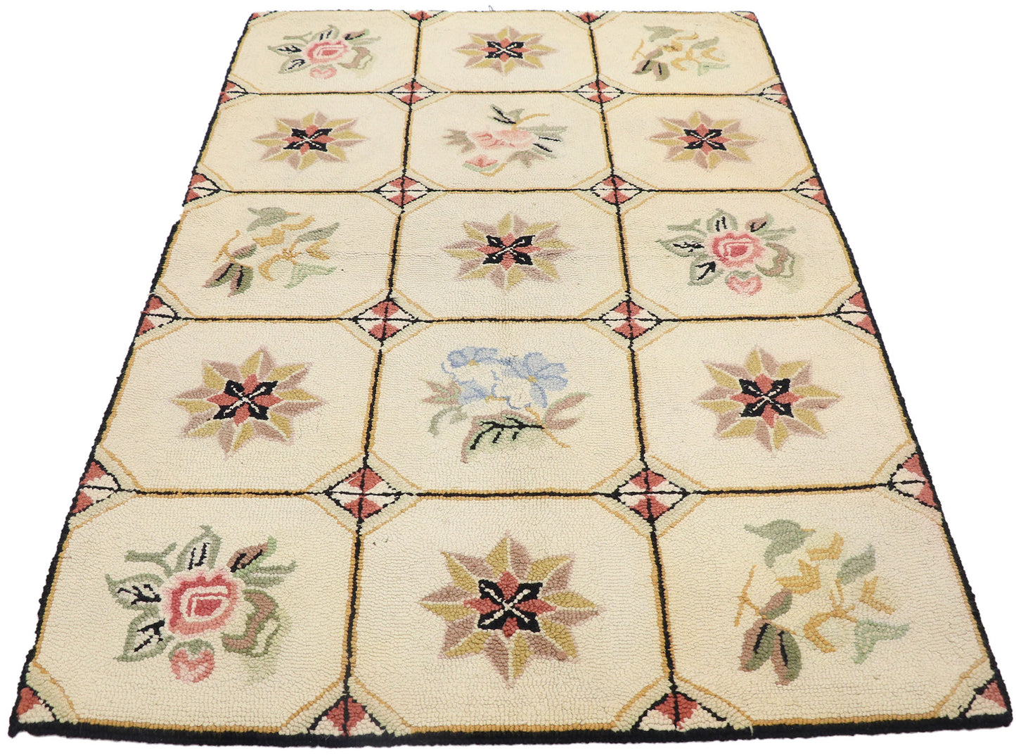 3 x 5 Antique American Hooked Rug 77831