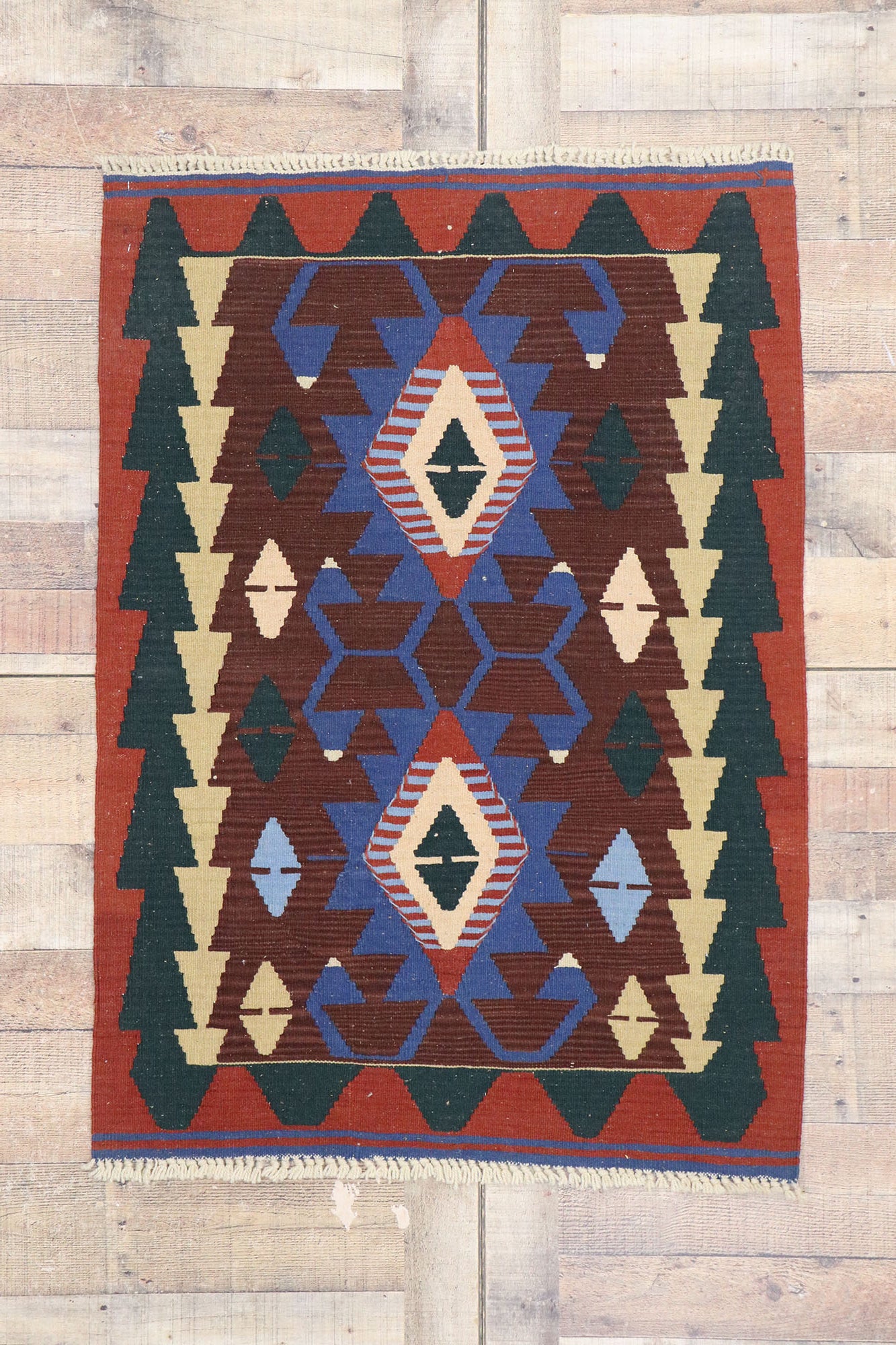 3 x 4 Vintage Persian Shiraz Kilim Rug 77838