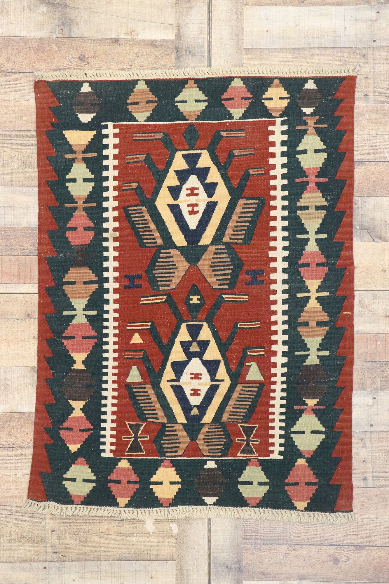 3 x 4 Vintage Persian Shiraz Kilim Rug 77843