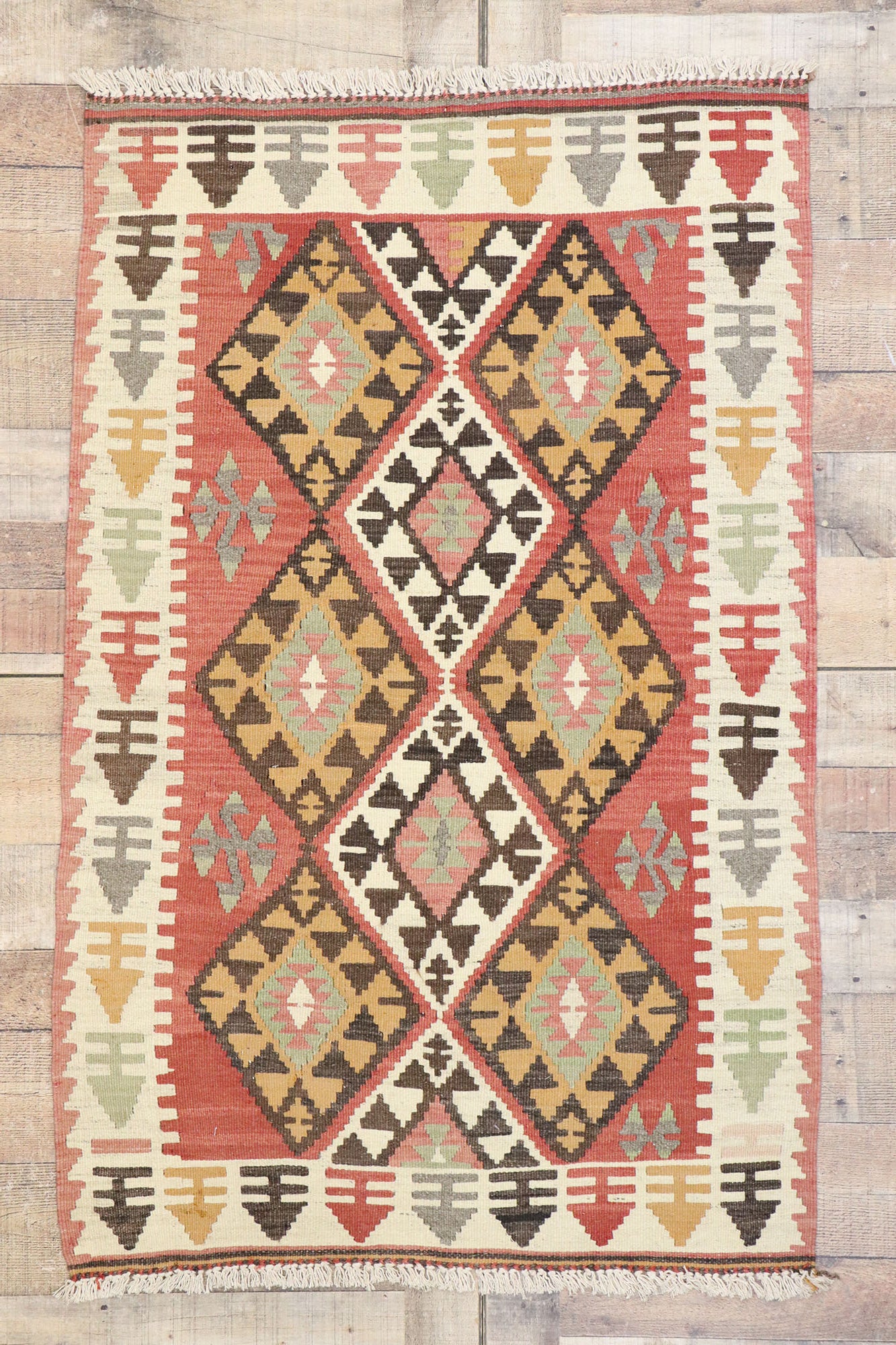 3 x 5 Vintage Persian Shiraz Kilim Rug 77847