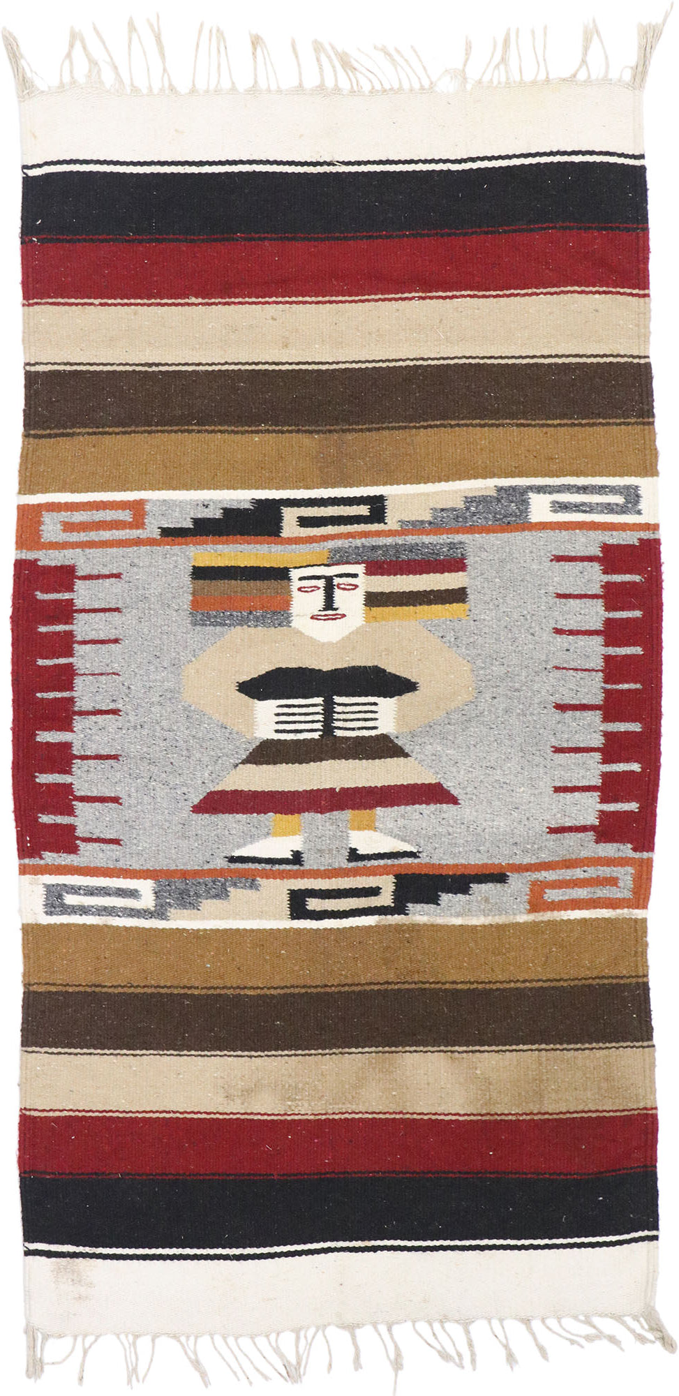 3 x 5 Vintage Mexican Blanket Rug 77849