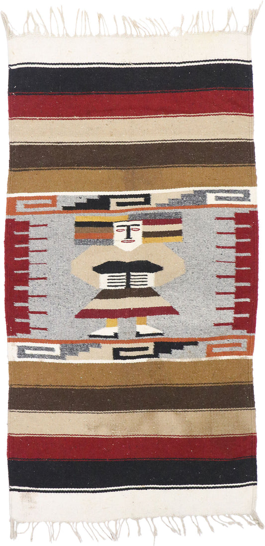 3 x 5 Vintage Mexican Blanket Rug 77849