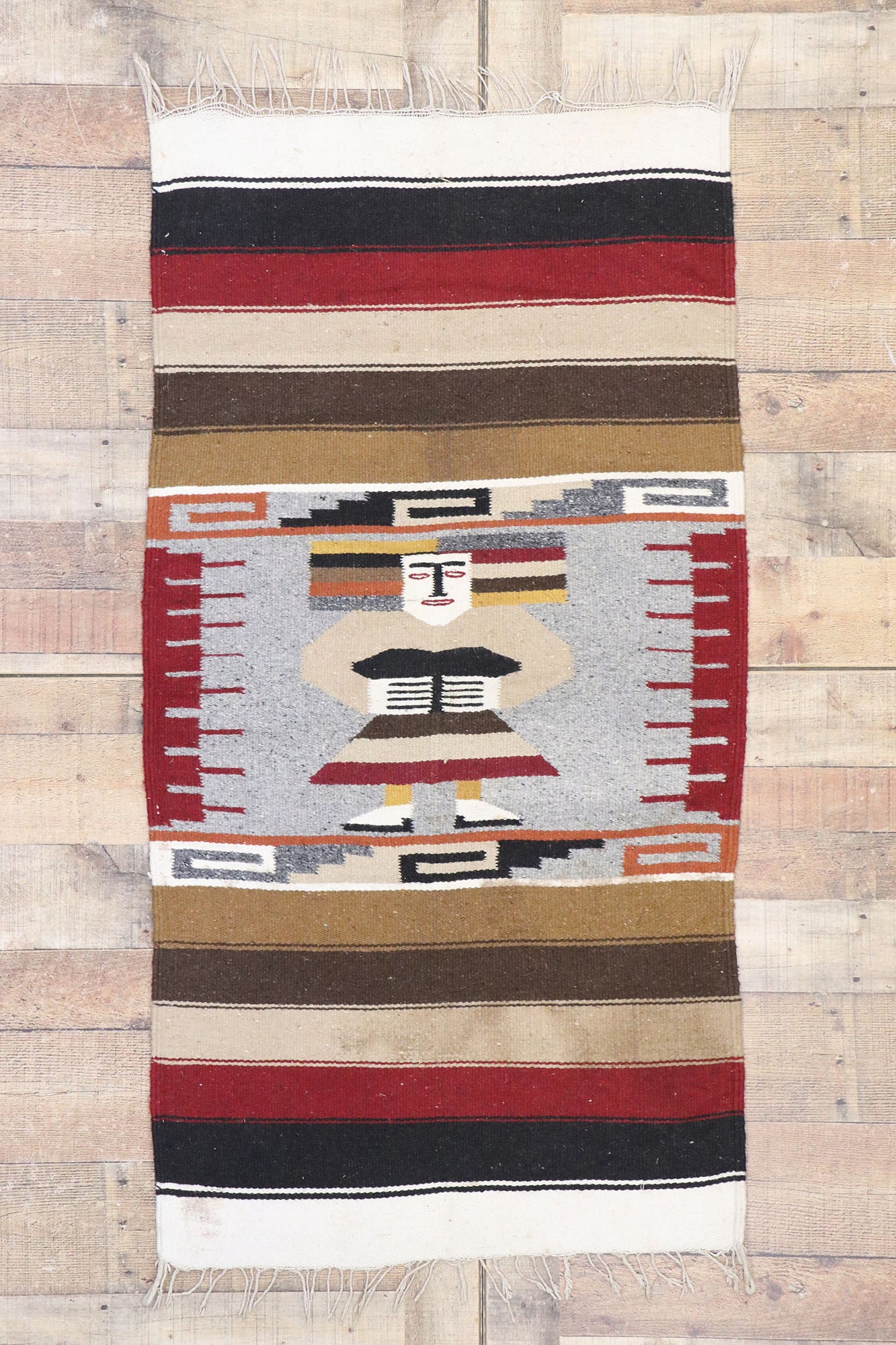 3 x 5 Vintage Mexican Blanket Rug 77849