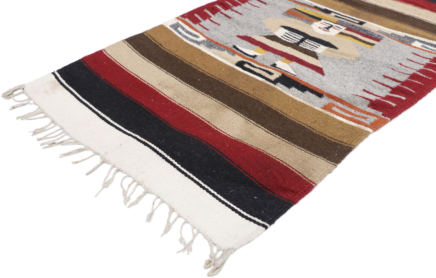 3 x 5 Vintage Mexican Blanket Rug 77849