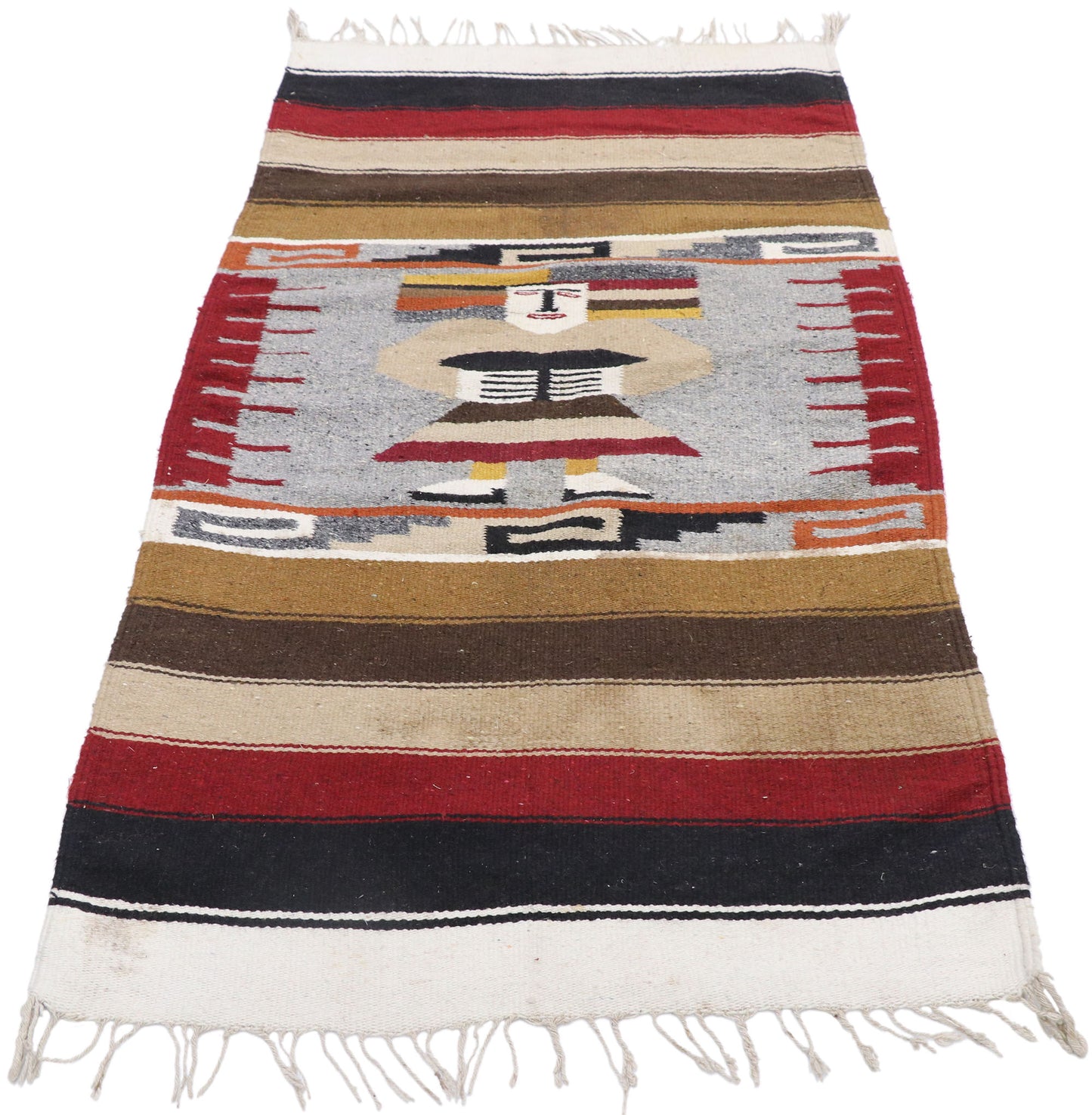 3 x 5 Vintage Mexican Blanket Rug 77849