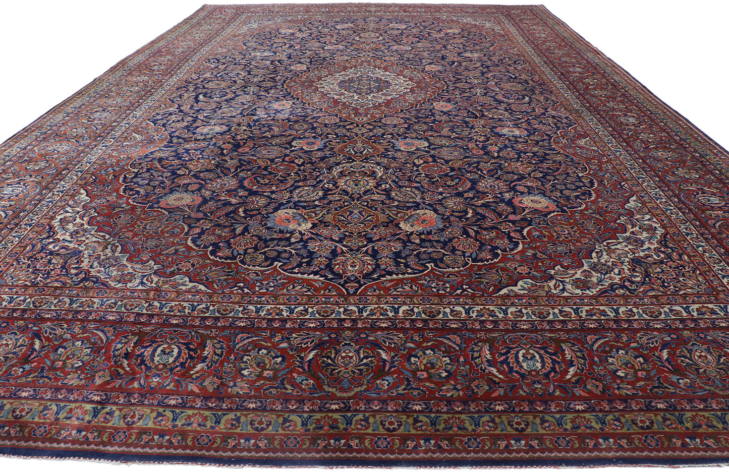 12 x 19 Antique Persian Qazvin Rug 77866