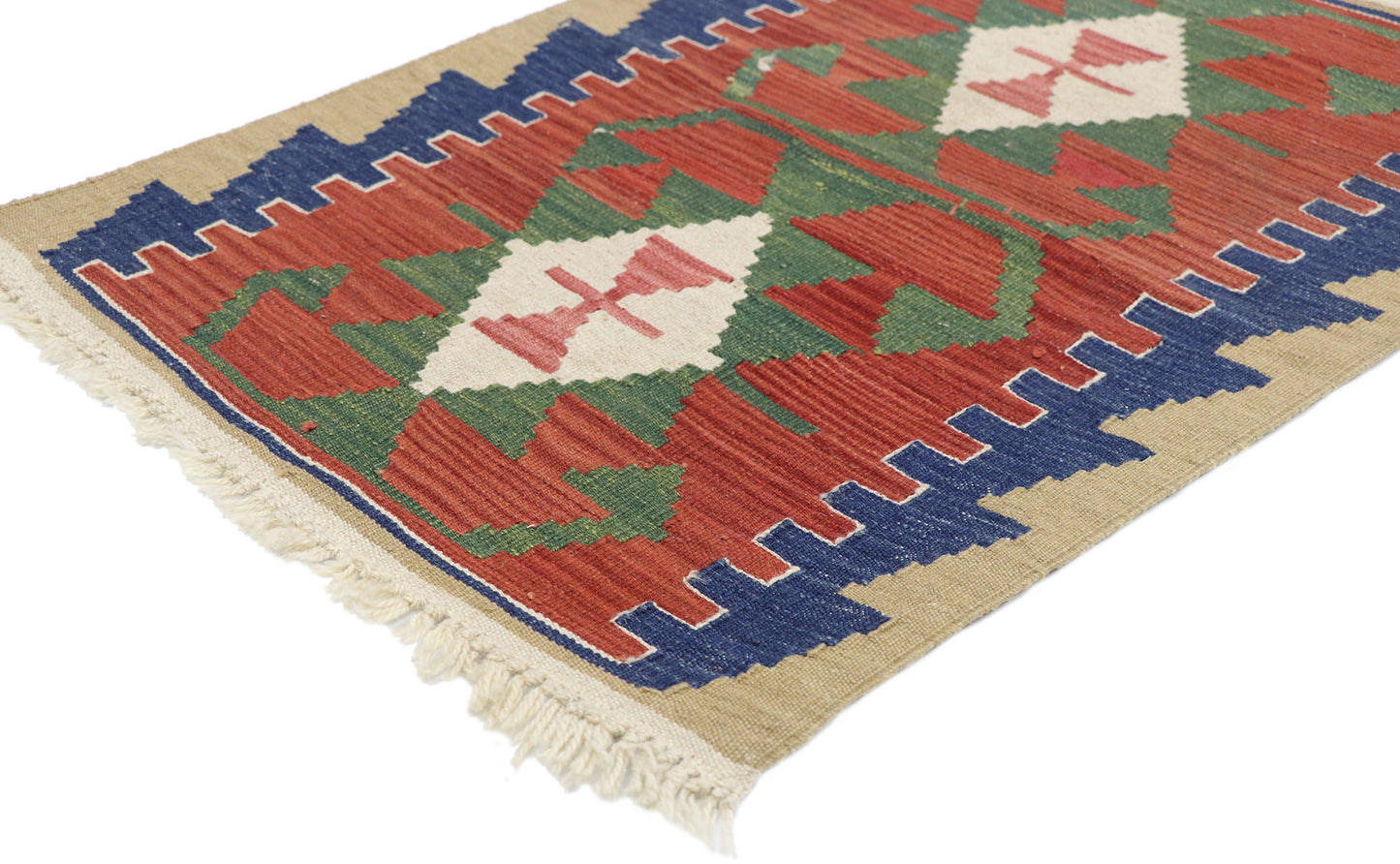 2 x 3 Vintage Persian Shiraz Kilim Rug 77881