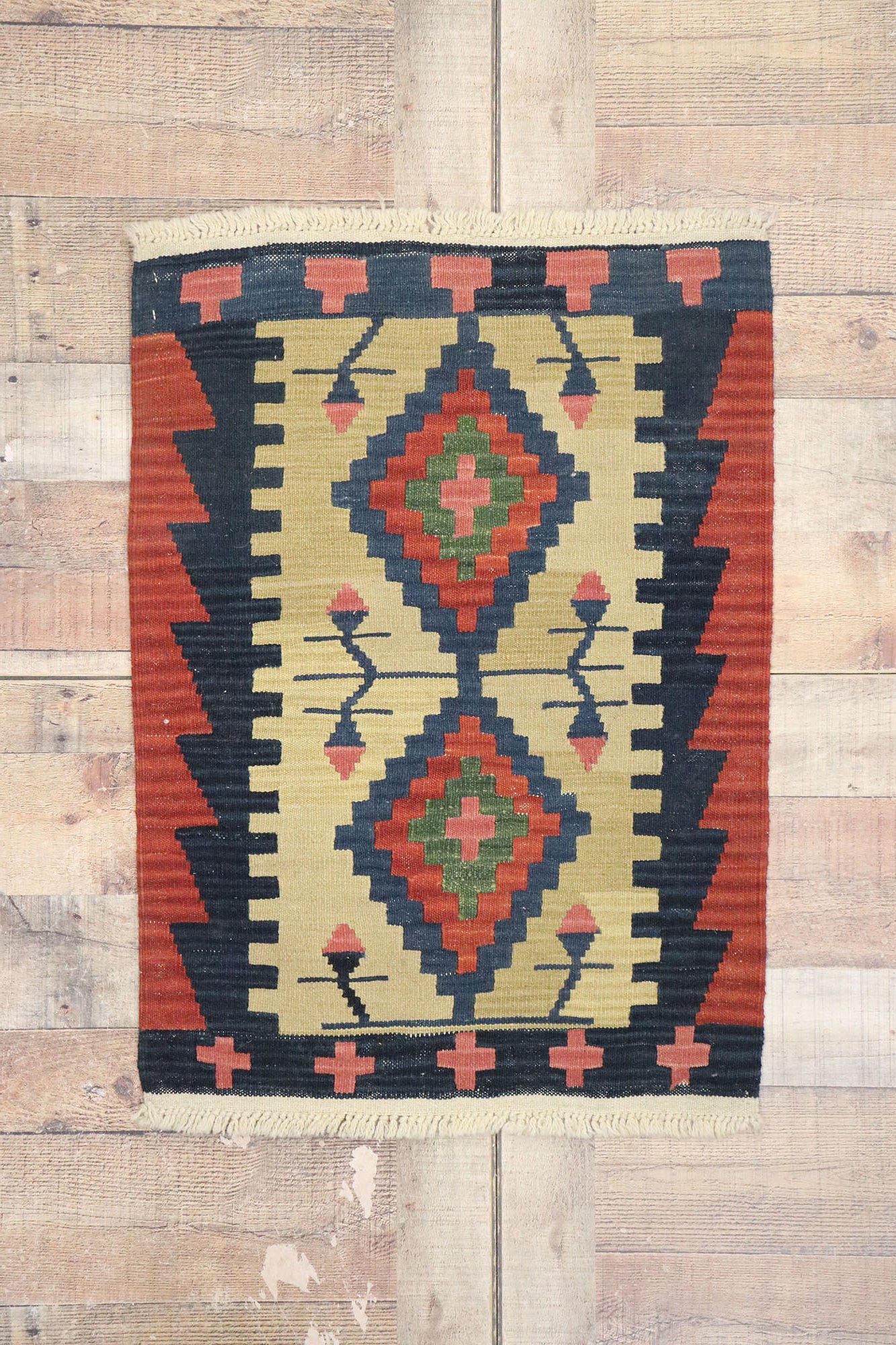 2 x 3 Vintage Persian Shiraz Kilim Rug 77909