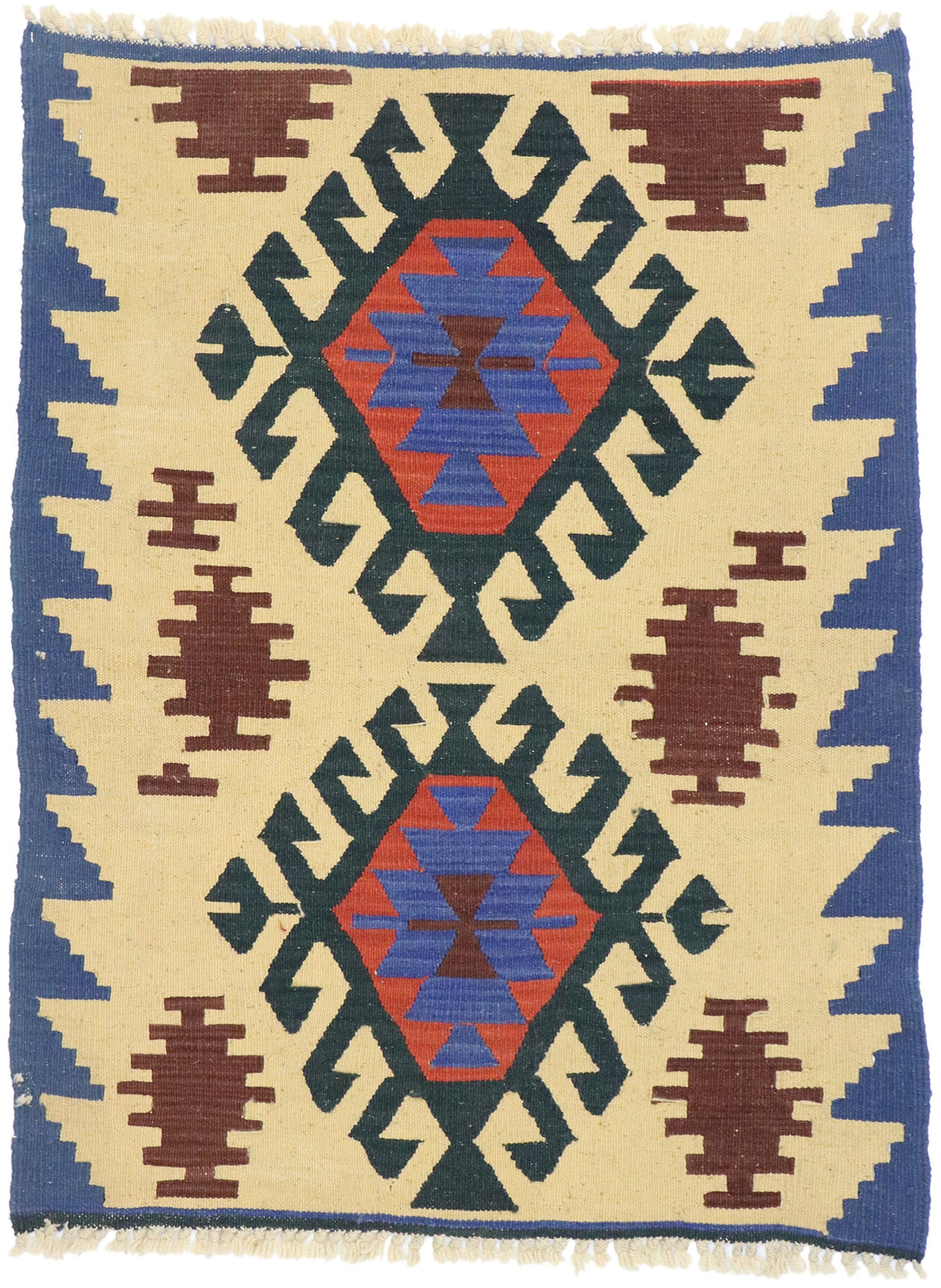 2 x 4 Vintage Persian Shiraz Kilim Rug 77915