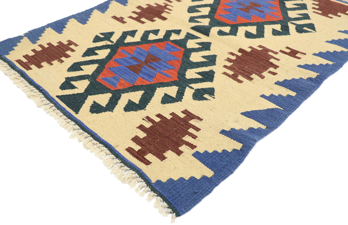 2 x 4 Vintage Persian Shiraz Kilim Rug 77915