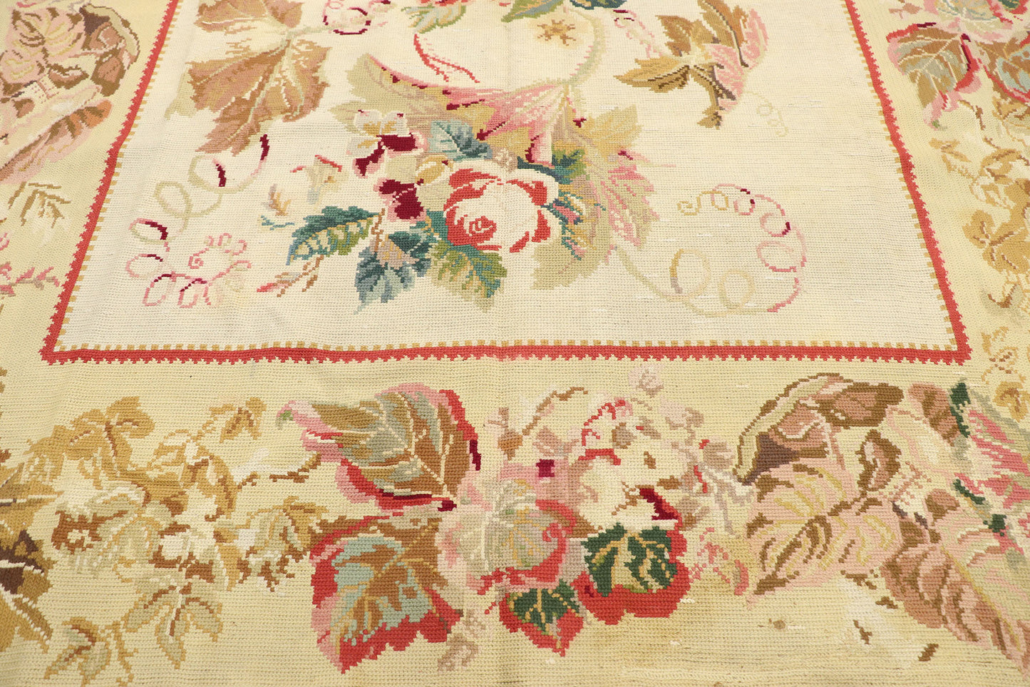 8 x 10 Antique Portuguese Needlepoint Arraiolos Rug 77921