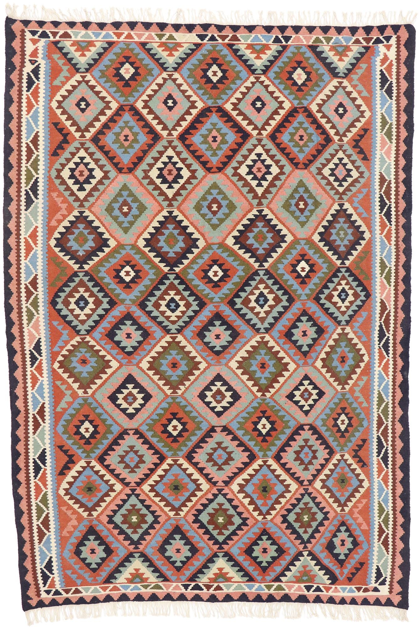 7 x 9 Vintage Persian Shiraz Kilim Rug 77923