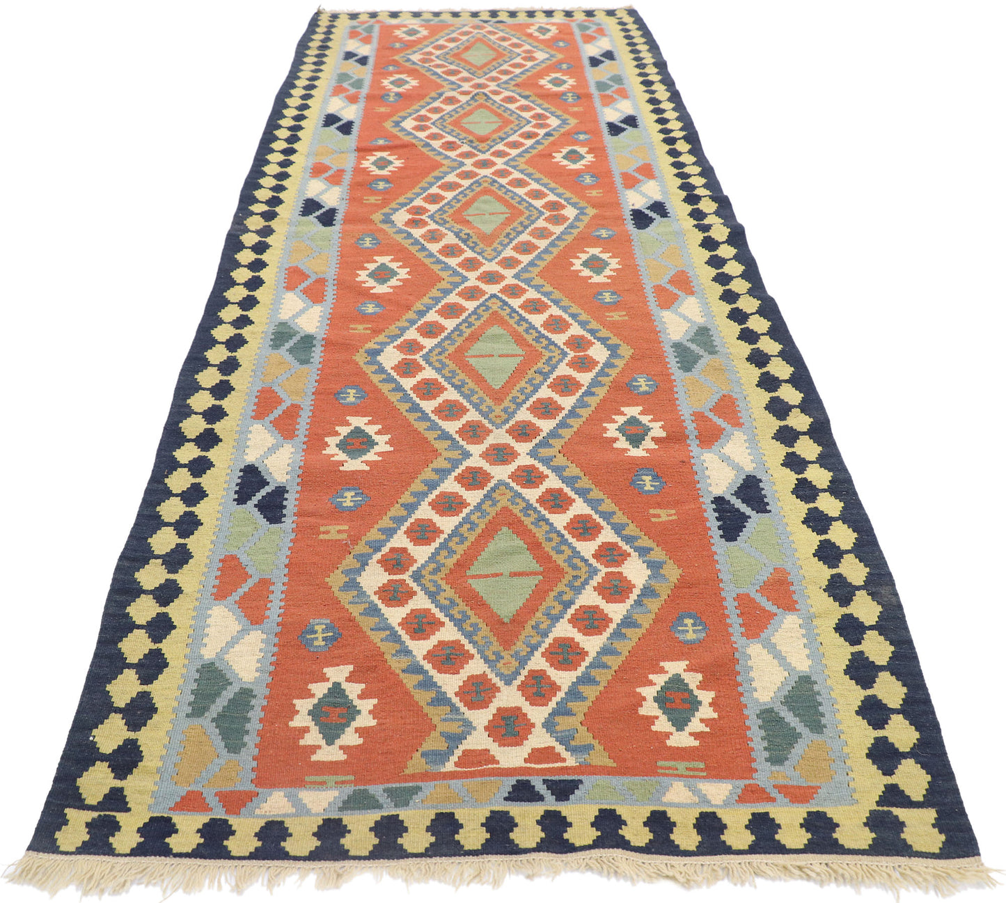 4 x 10 Vintage Persian Shiraz Kilim Rug 77925