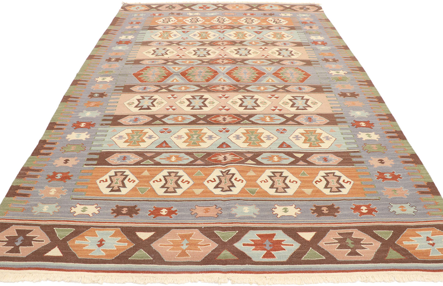6 x 8 Vintage Persian Shiraz Kilim Rug 77946