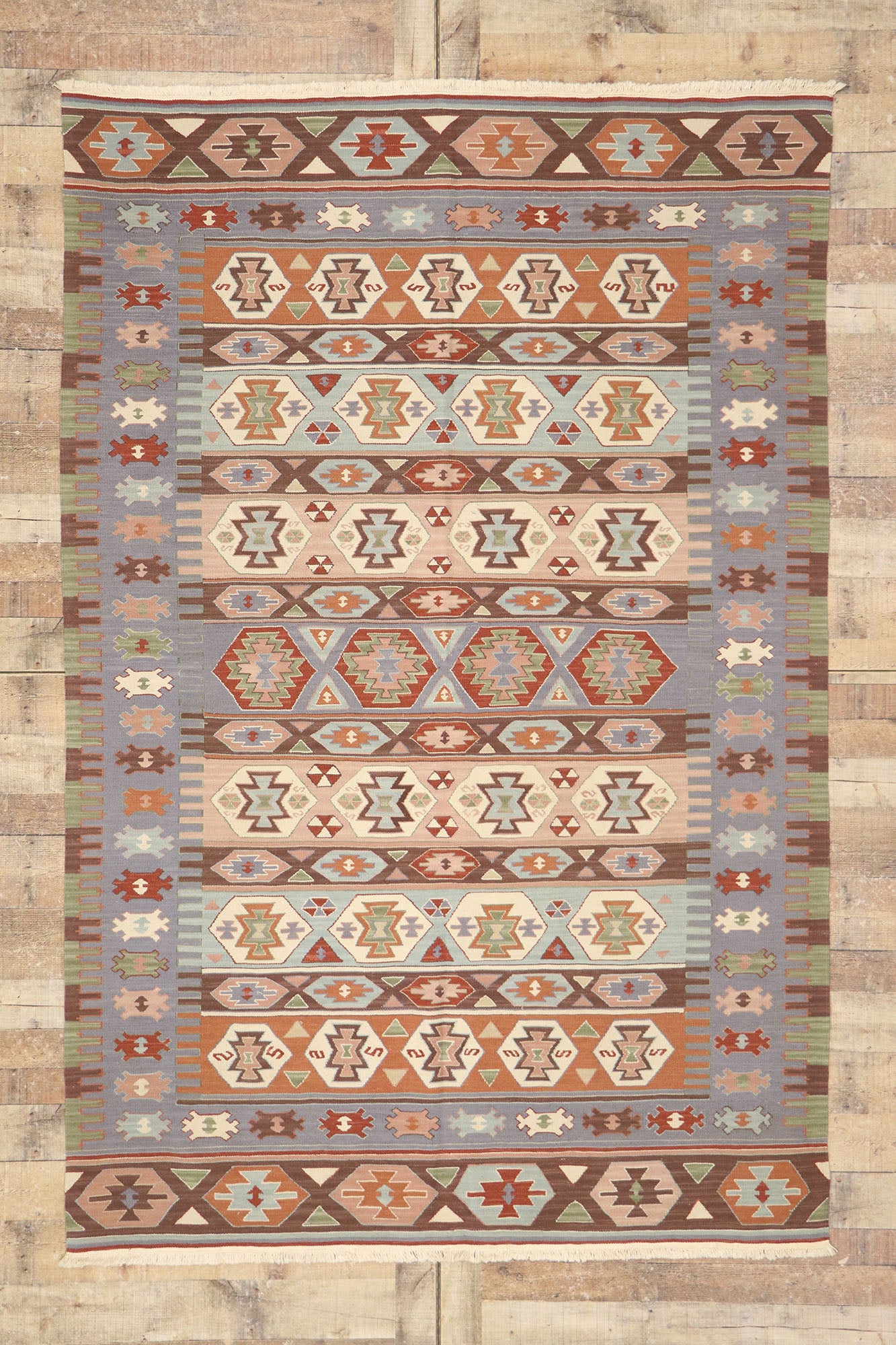 6 x 9 Vintage Persian Shiraz Kilim Rug 77949